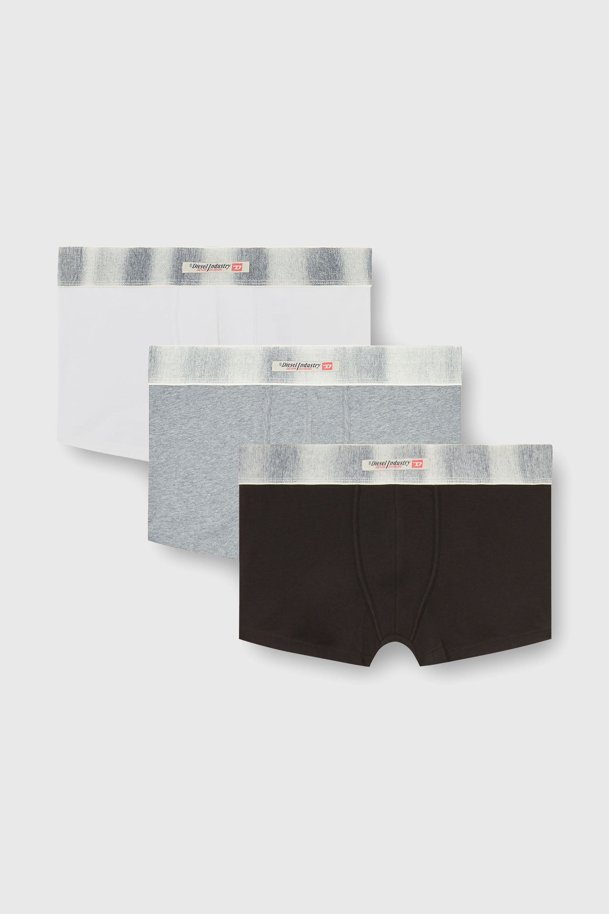 Diesel - DAMIEN-DNM-3PACK, Man's Three-pack of stretch cotton boxer briefs with satin waistband in Multicolor/Grey - 2