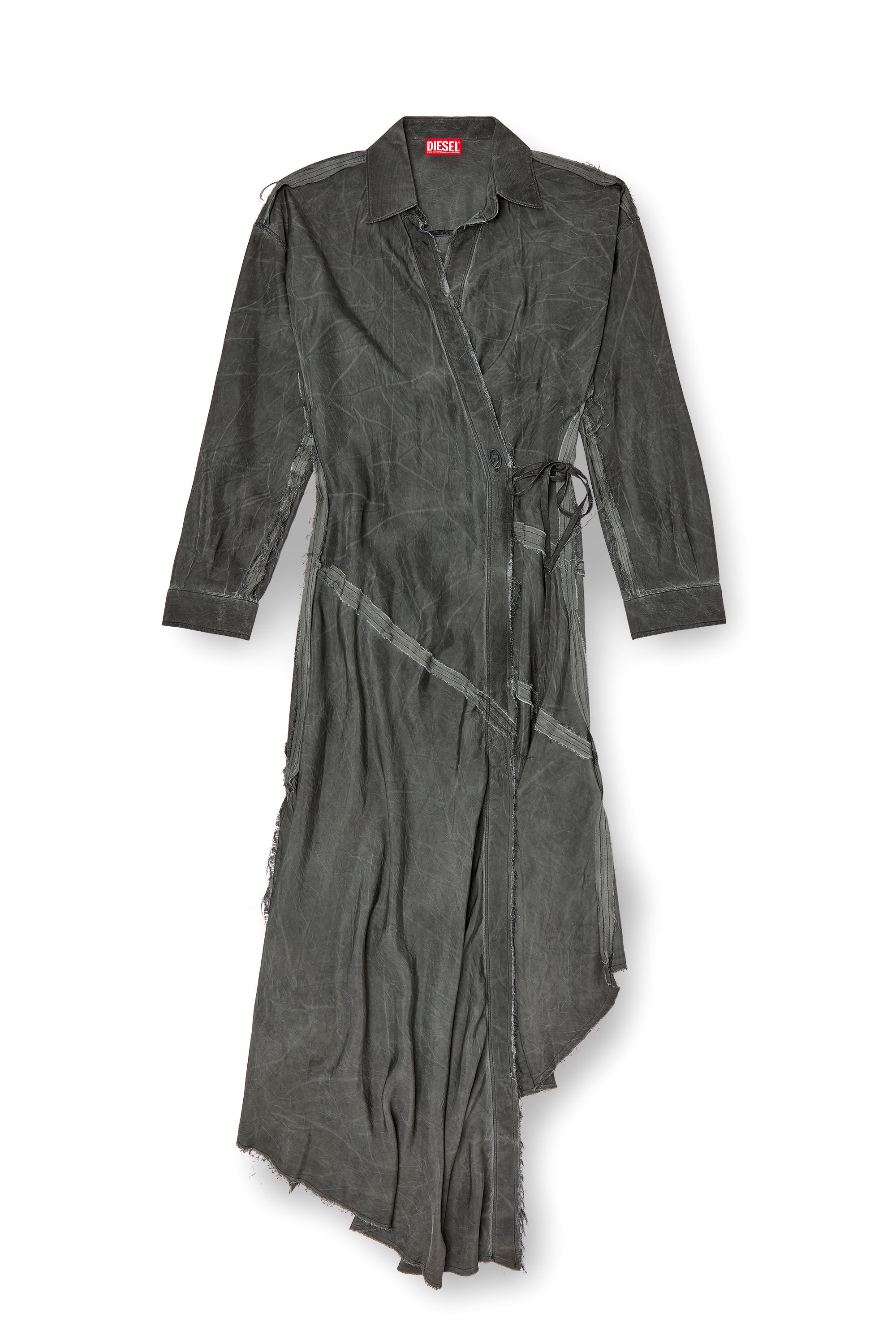 Diesel - D-RAVEN-Q1, Woman's Asymmetrical long-sleeve dress in Dark grey - 2