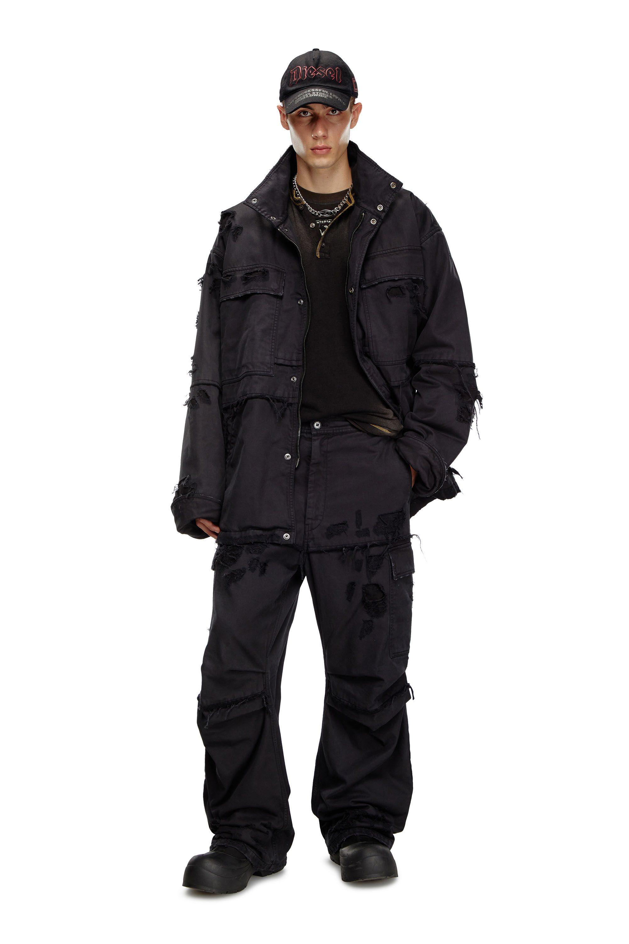 Men's Cargo pants in cotton dobby | Black | Diesel