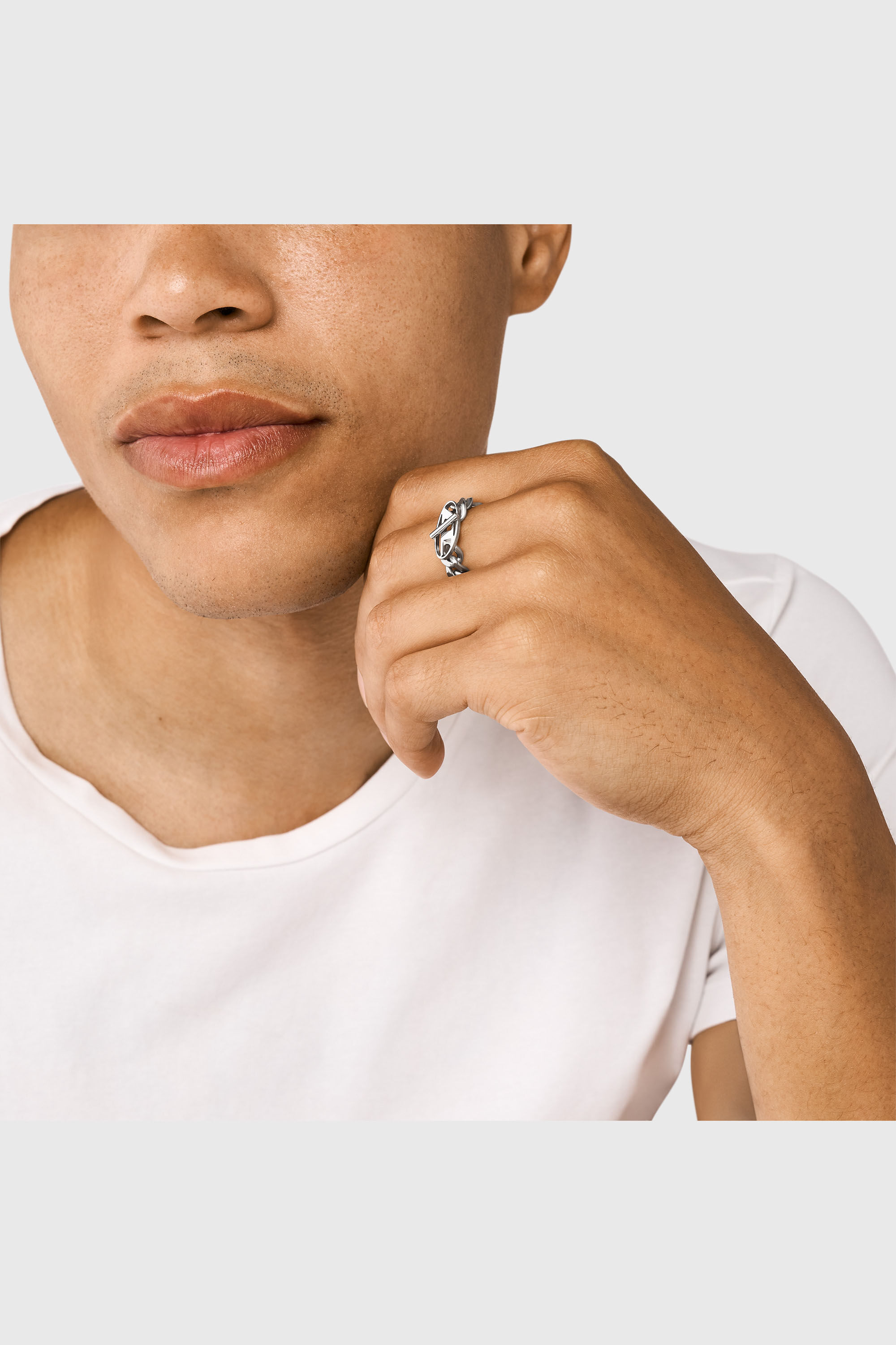 Diesel - DX1533040, Unisex's Stainless Steel Soft Chain Ring in Silver - 4