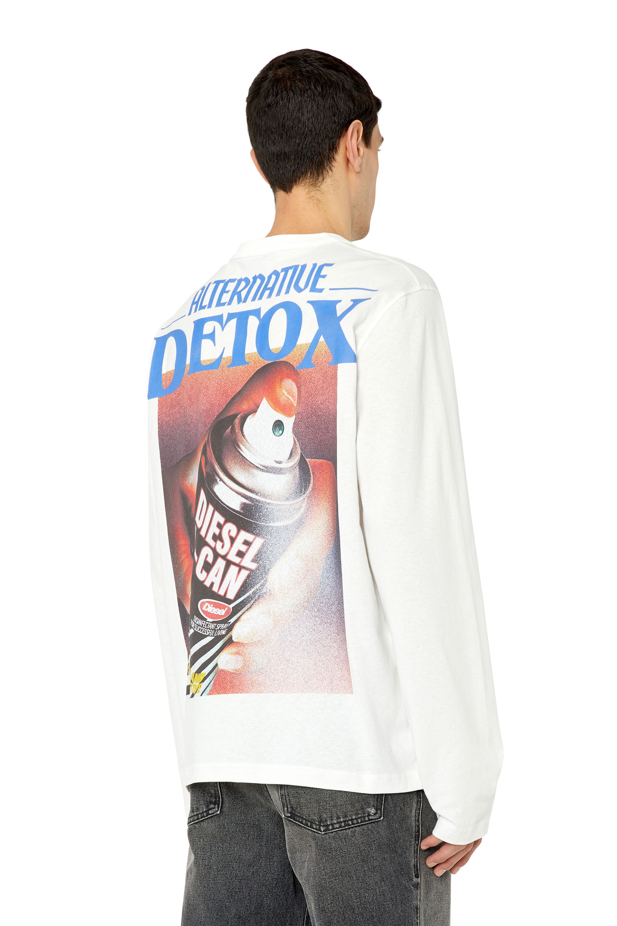 Diesel - T-CRANE-LS-G4, Man's Long-sleeve T-shirt with graphic prints in White - 4