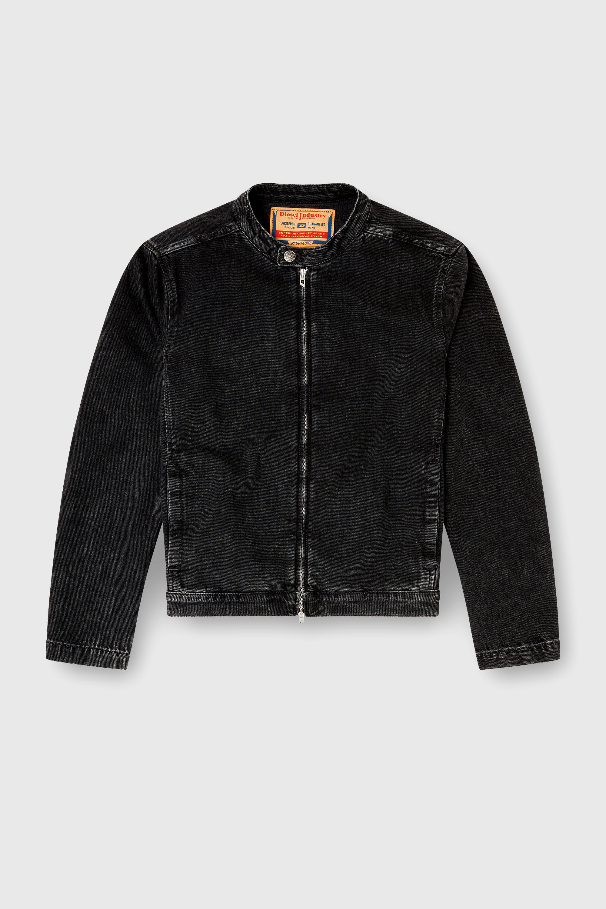 Men's Moto jacket in clean-wash denim | Black | Diesel GB