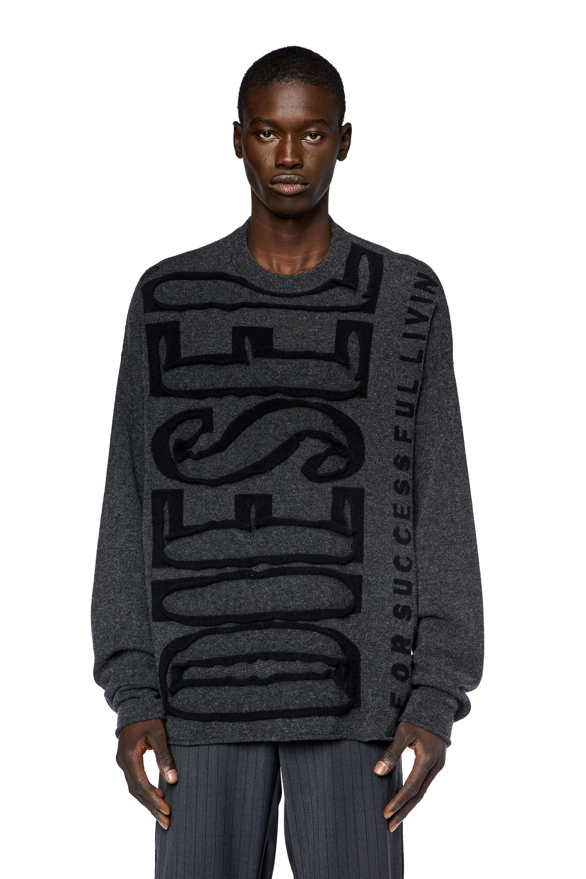 Men s Wool jumper with peel off Super Logo K FLOYD Diesel