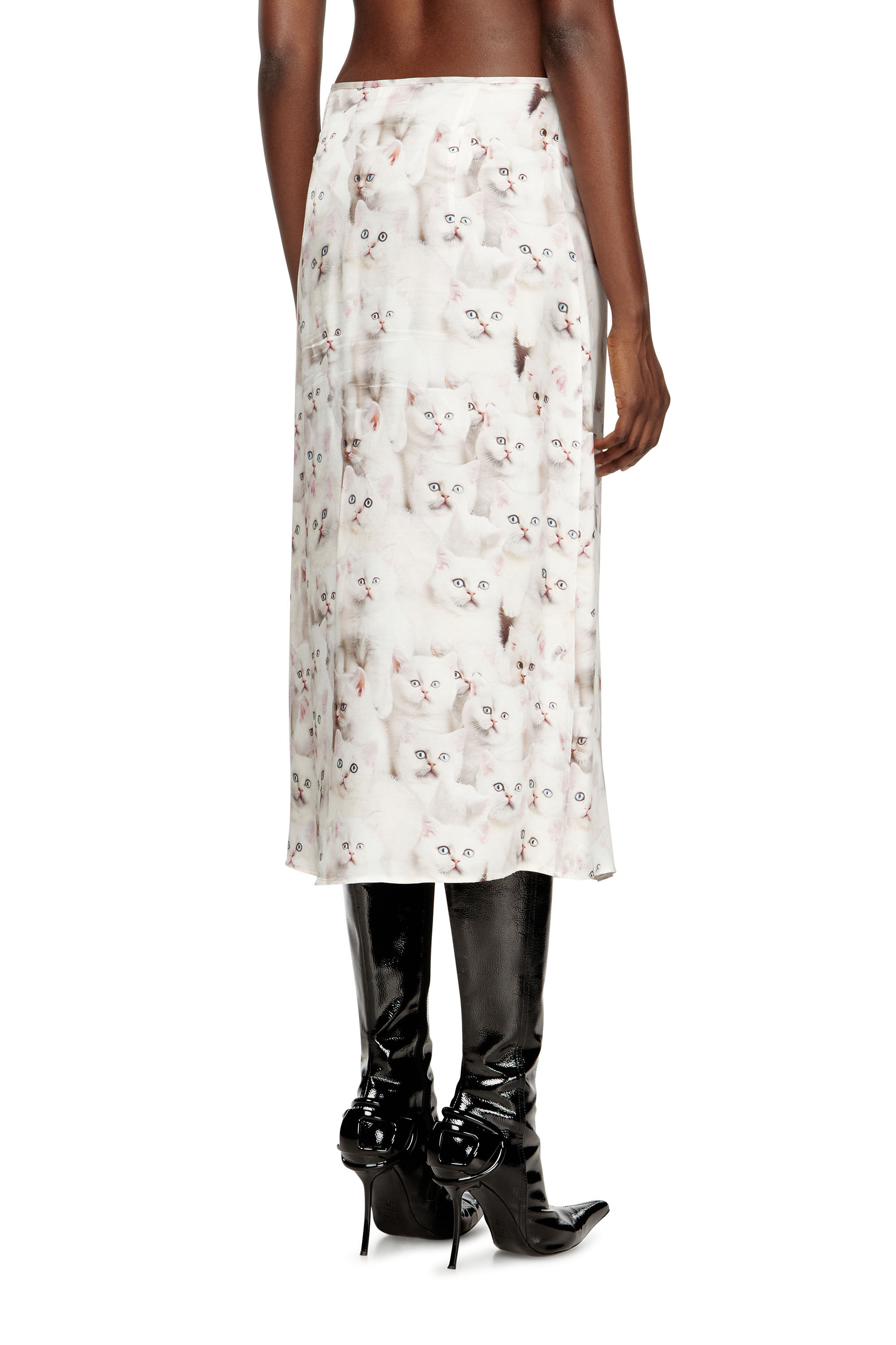 Diesel - O-RCHID-R1, Woman's Midi skirt in viscose with all-over print in null - 4