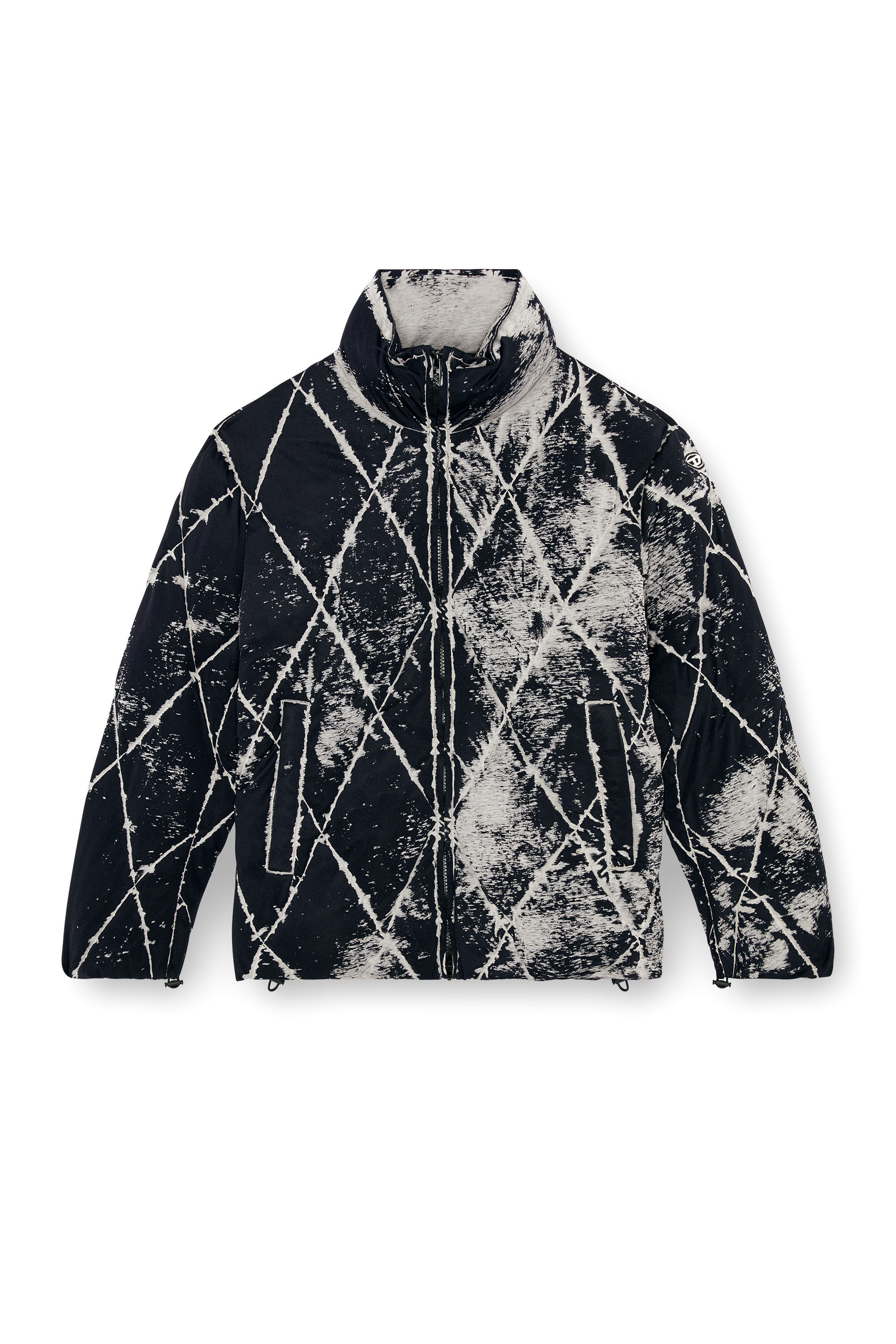 Men s Puffer jacket in burn out jersey Black Diesel
