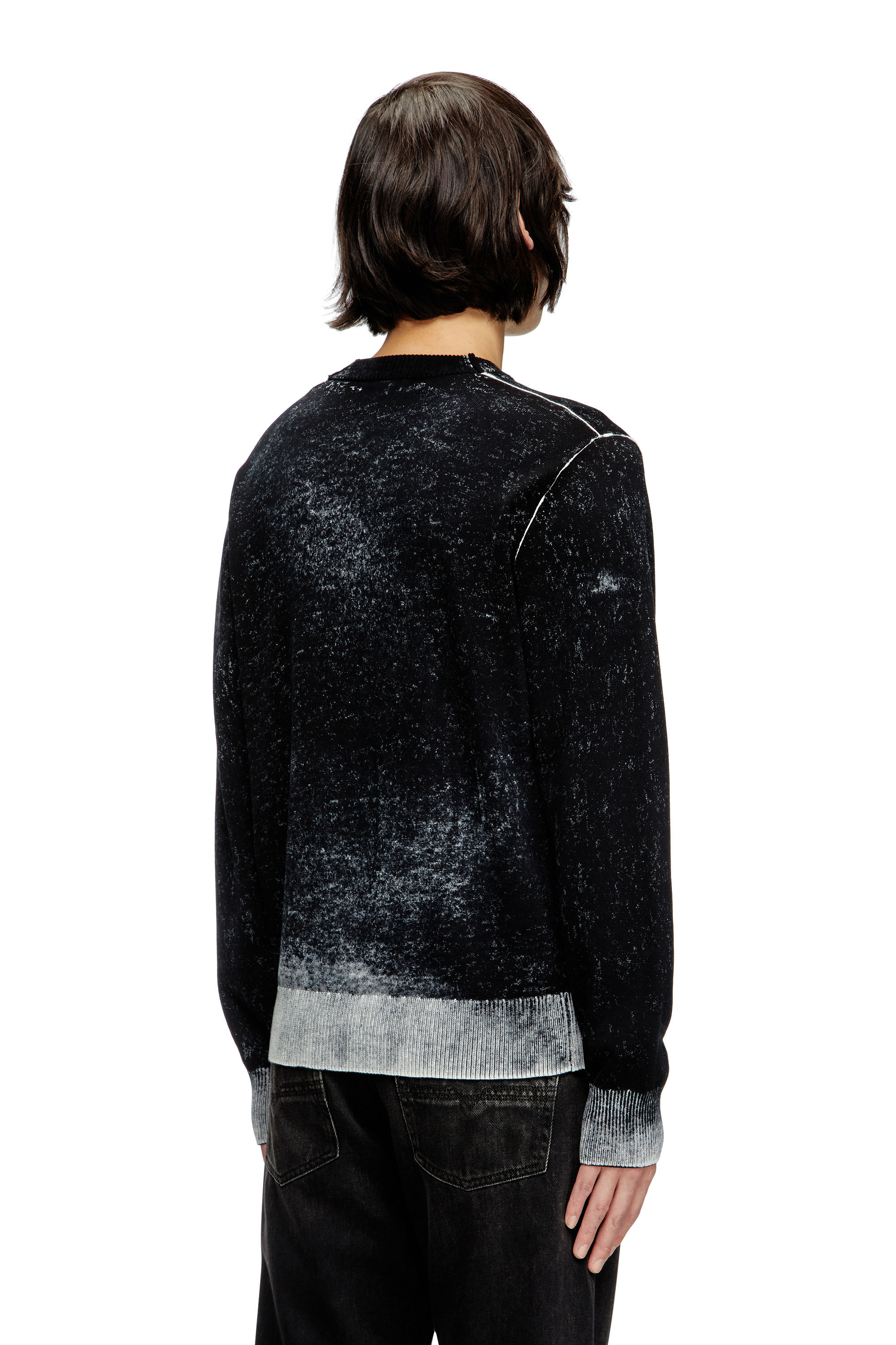 Men's Reverse-print cotton jumper | Black | Diesel GB