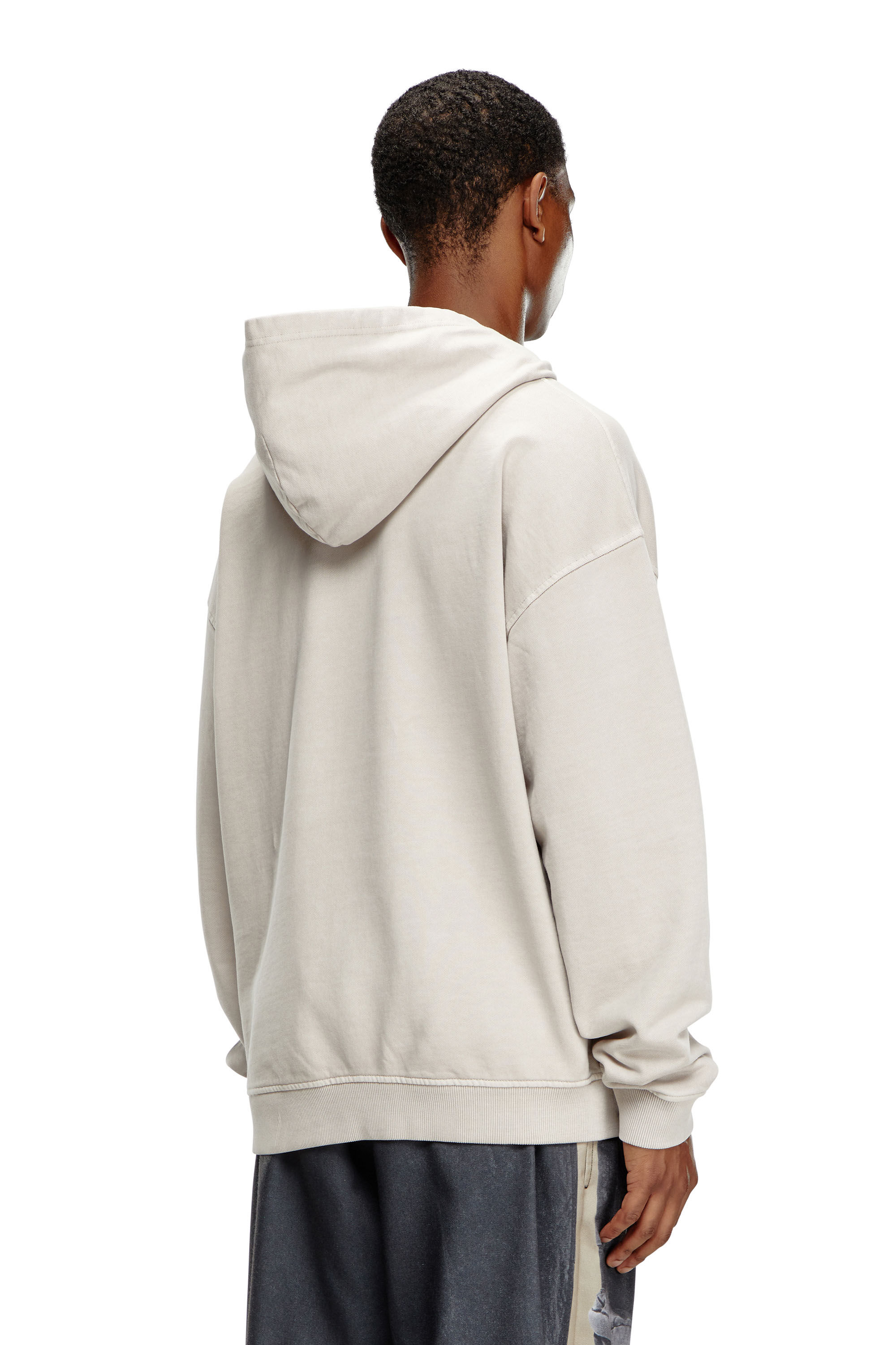 Men s Hoodie with multi layered logo print Grey Diesel