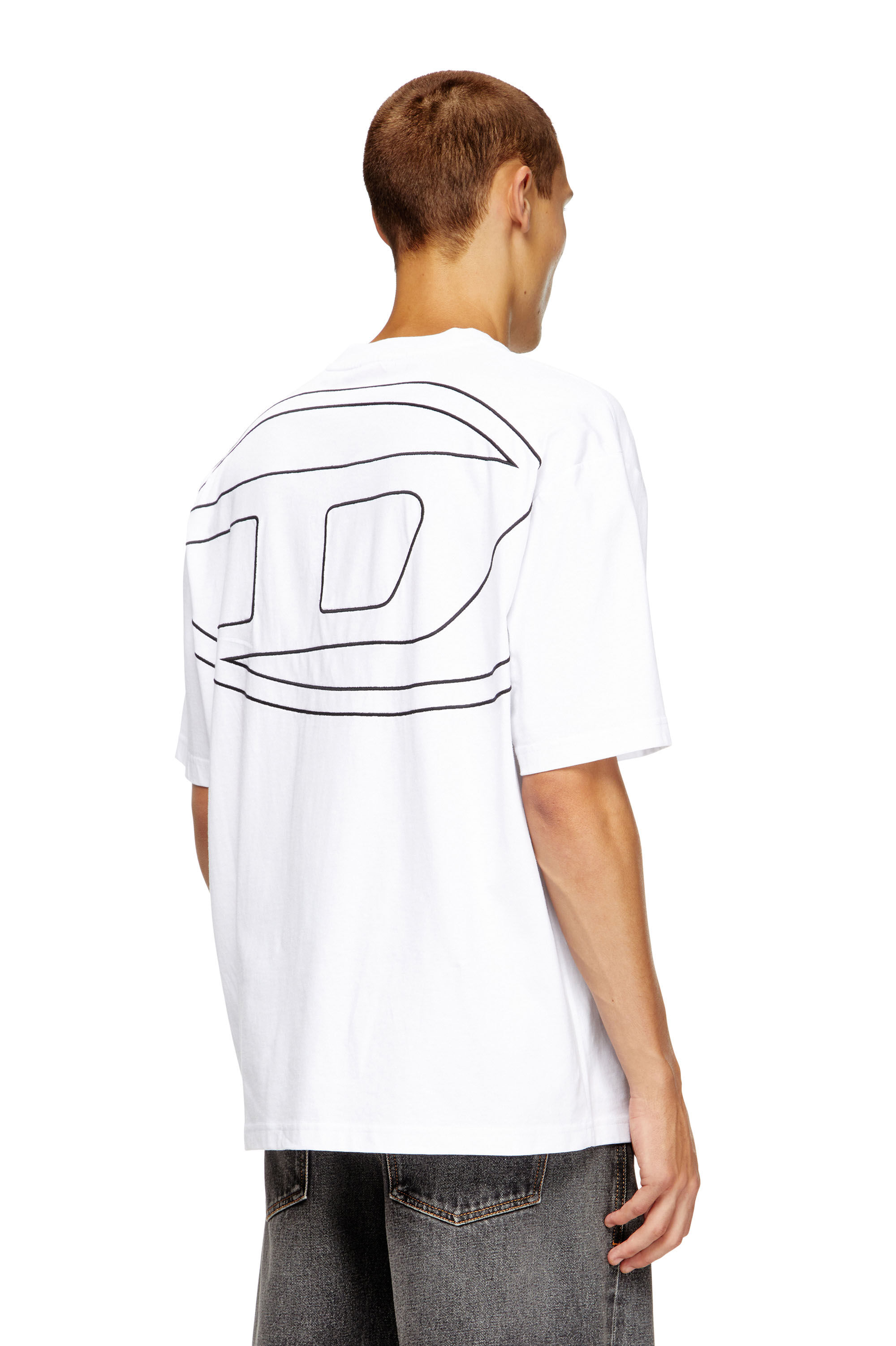 トップス HEUGN Darrell OFF WHITE size2 Men's oversized T-shirt with maxi oval D embroidery | Diesel