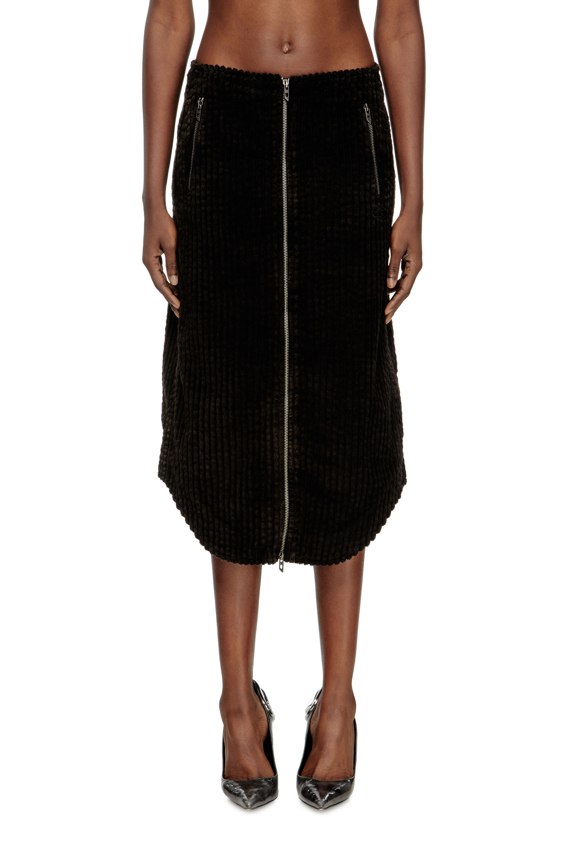 Diesel - O-LLIPOP, Woman's Cotton midi skirt with zipper in null - 3