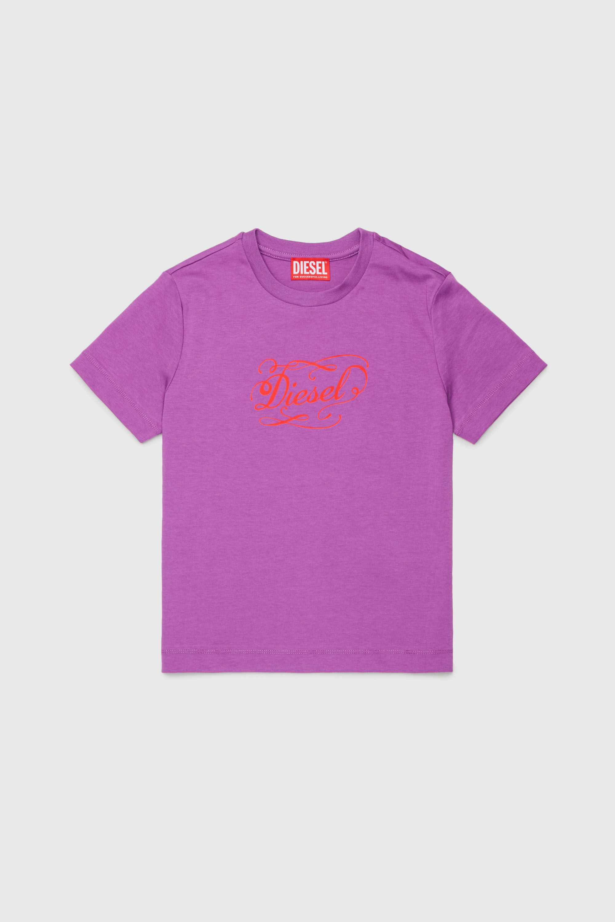 Diesel - TORSAL, Woman's Cotton T-shirt with whimsical logo print in Violet - 1