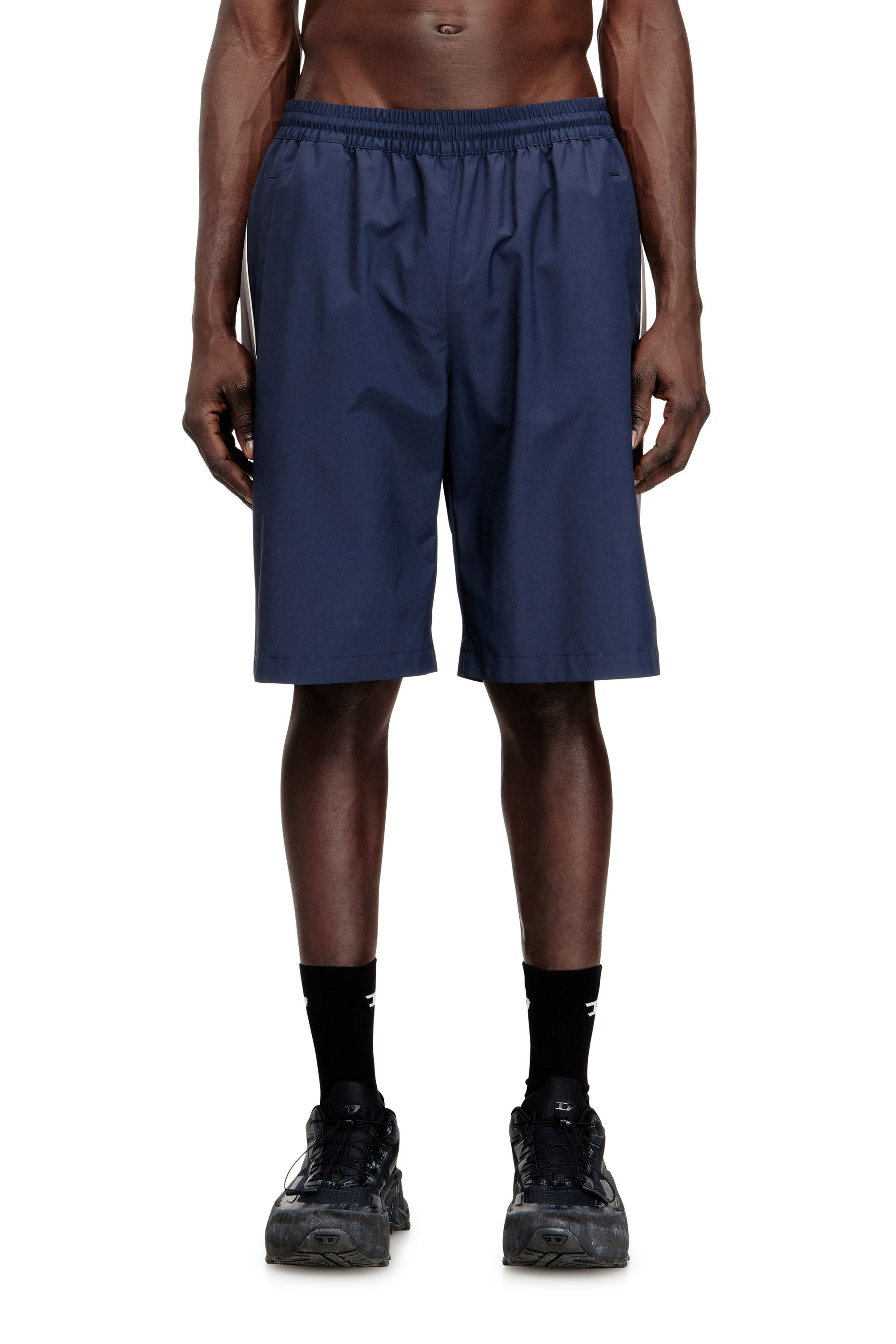 Men's Nylon shorts with contrast piping | Blue | Diesel