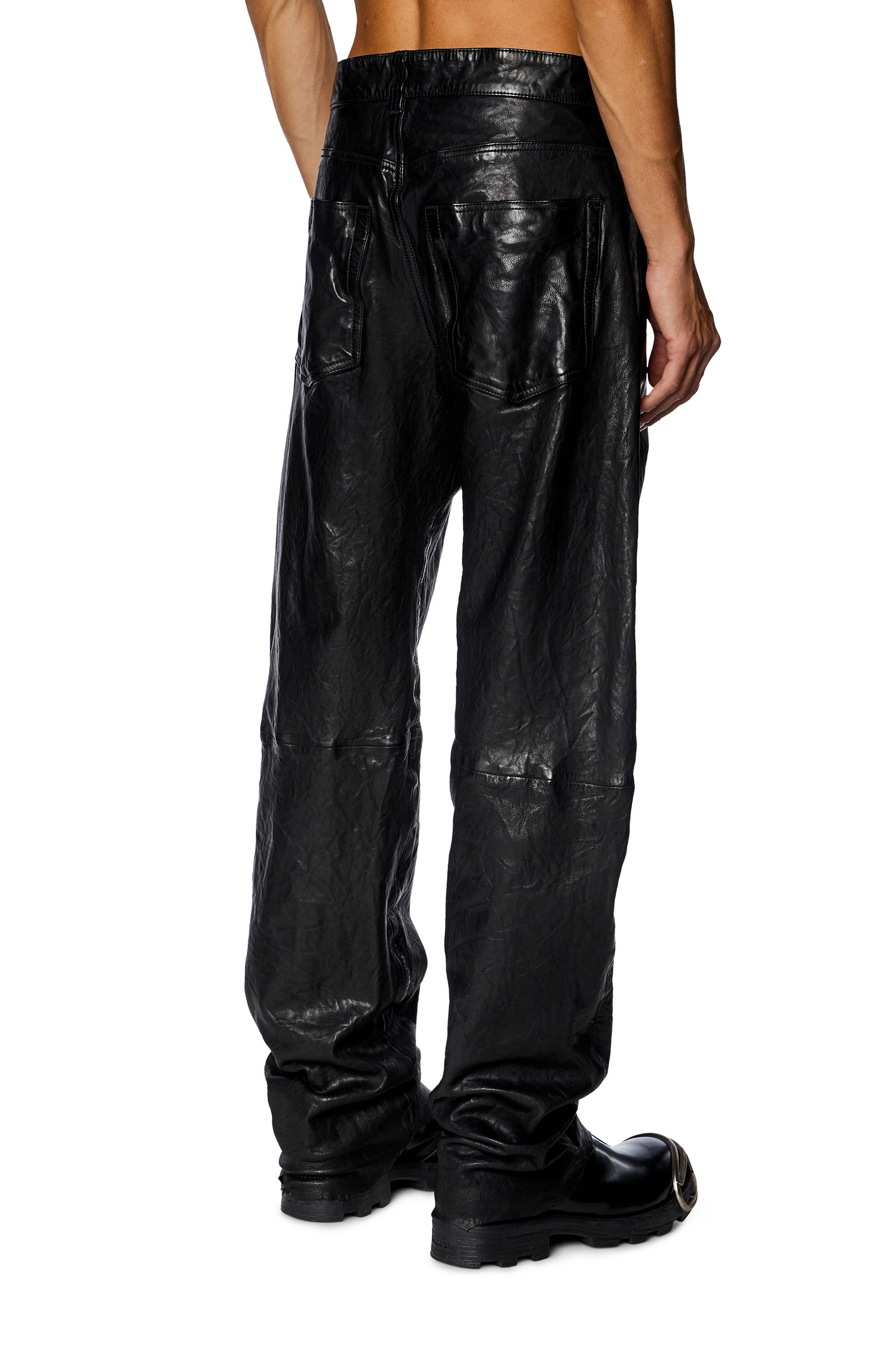 Men s Textured waxed leather pants P MACS LTH Diesel