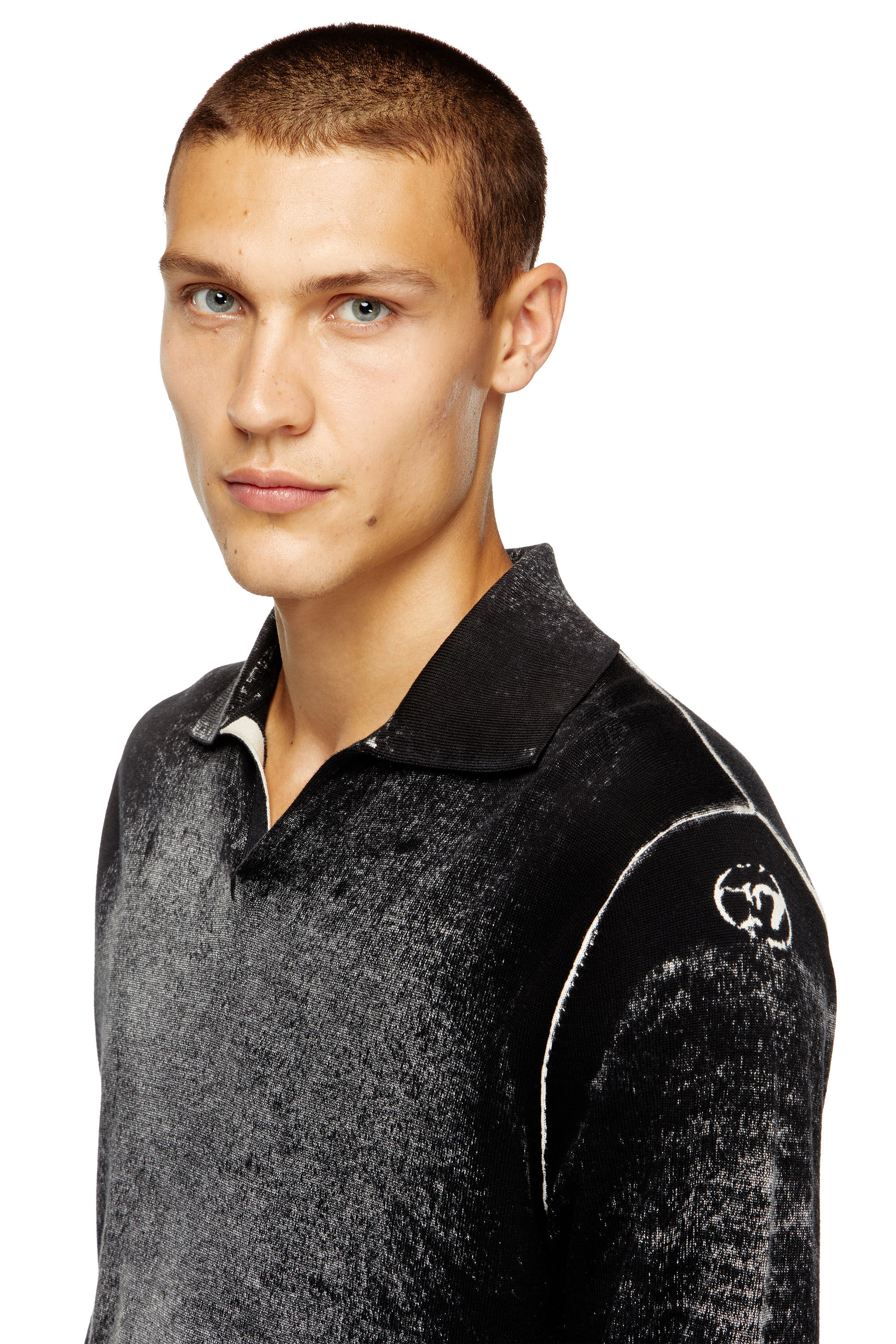 Men's Reverse-print polo jumper | Black | Diesel