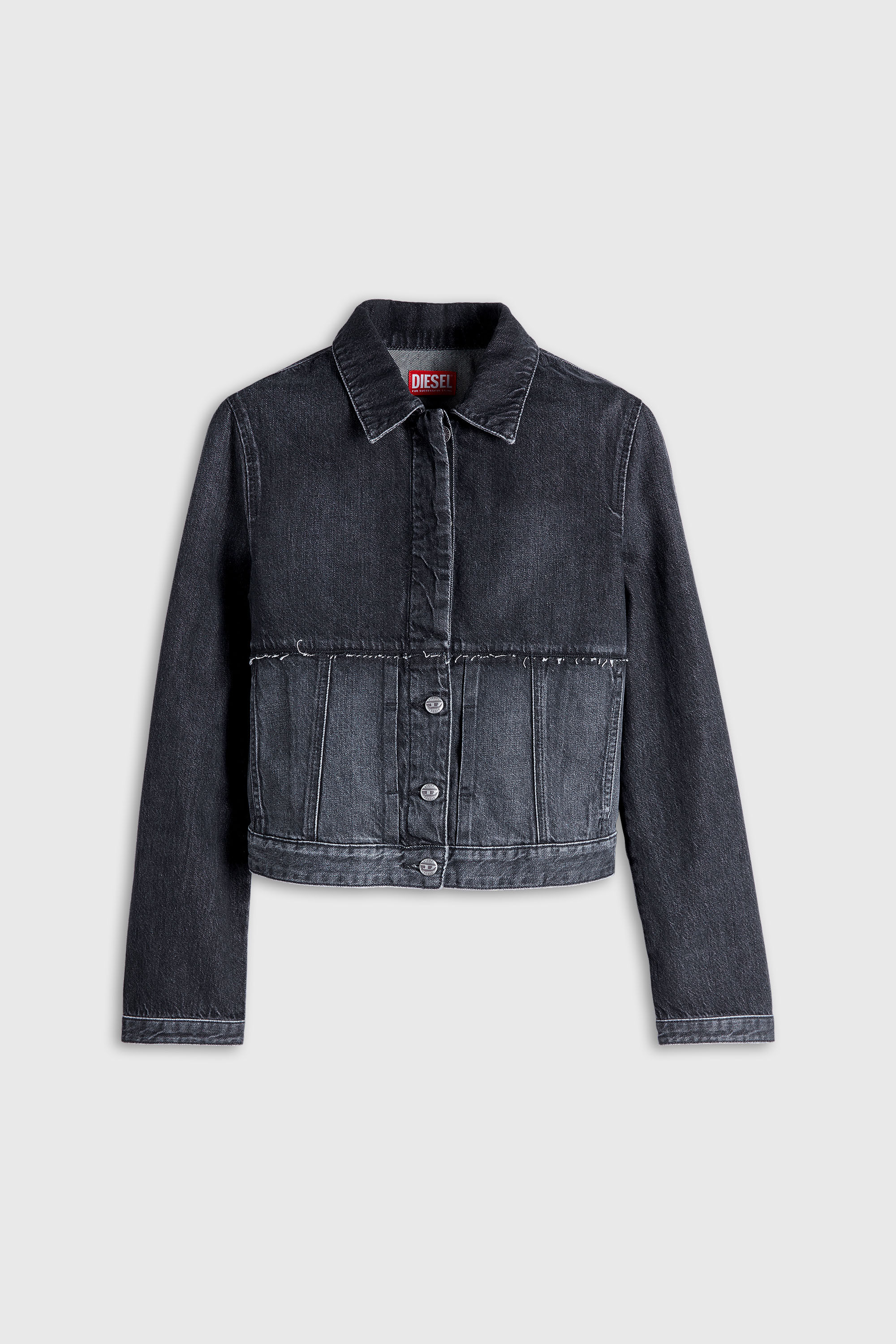 Diesel - DE-KATO-SE, Woman's Jacket in sectioned denim in Black/Dark grey - 2