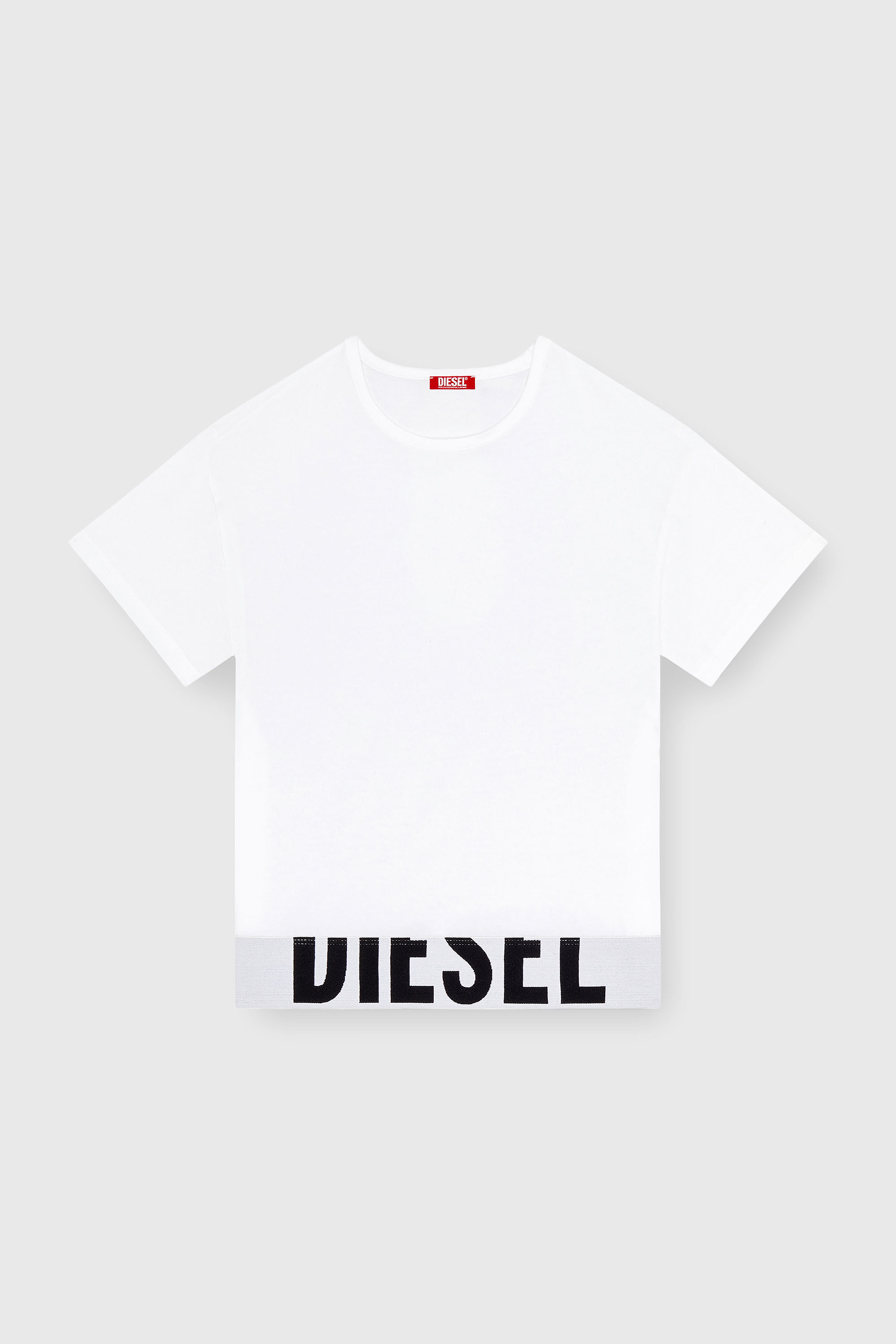 Diesel - UFTEE-SPORT-CROPPED-T-SHIRT, Woman's Sporty cropped top with logo band in White - 2