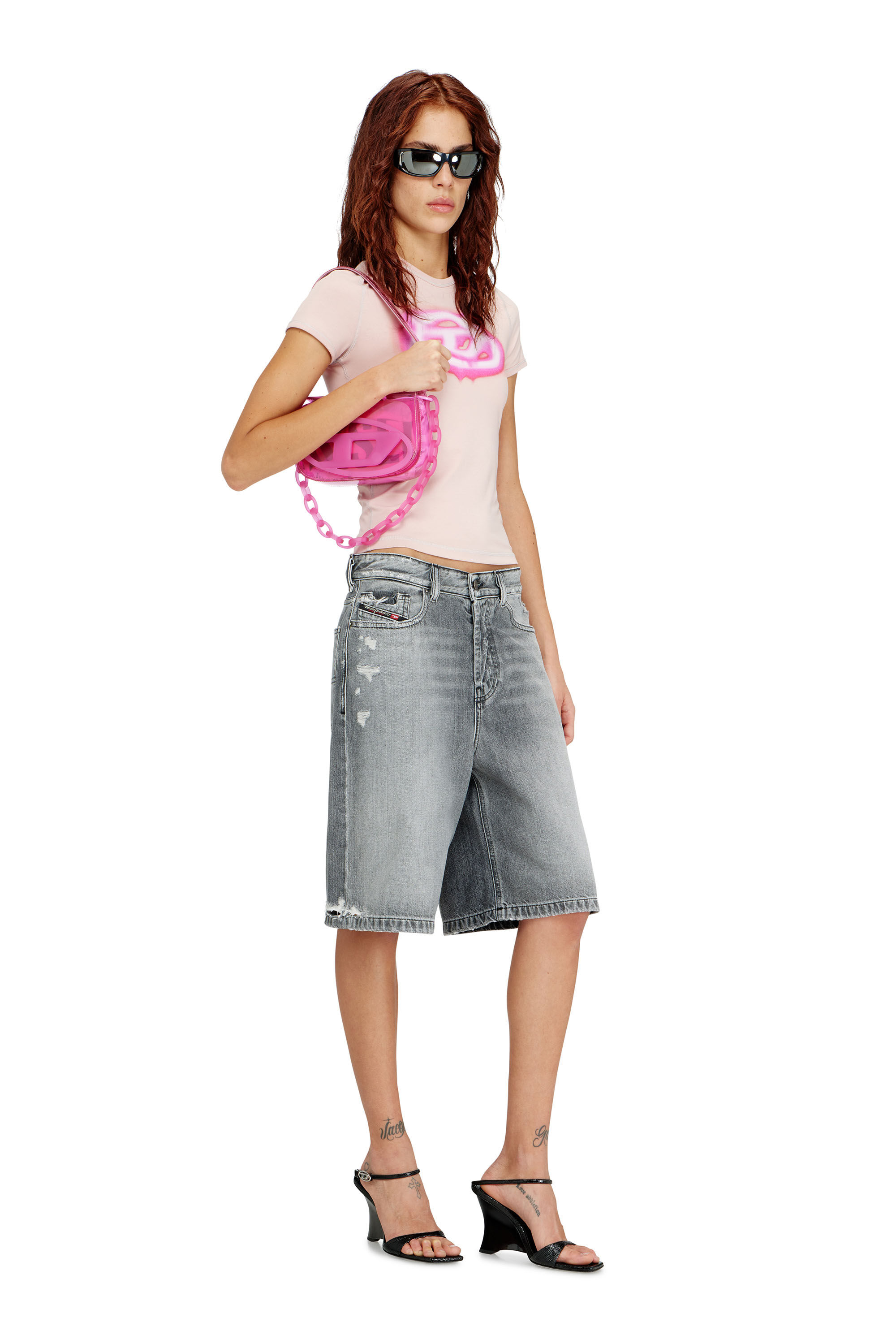 Women's 1DR-Iconic shoulder bag in transparent TPU | Pink | Diesel