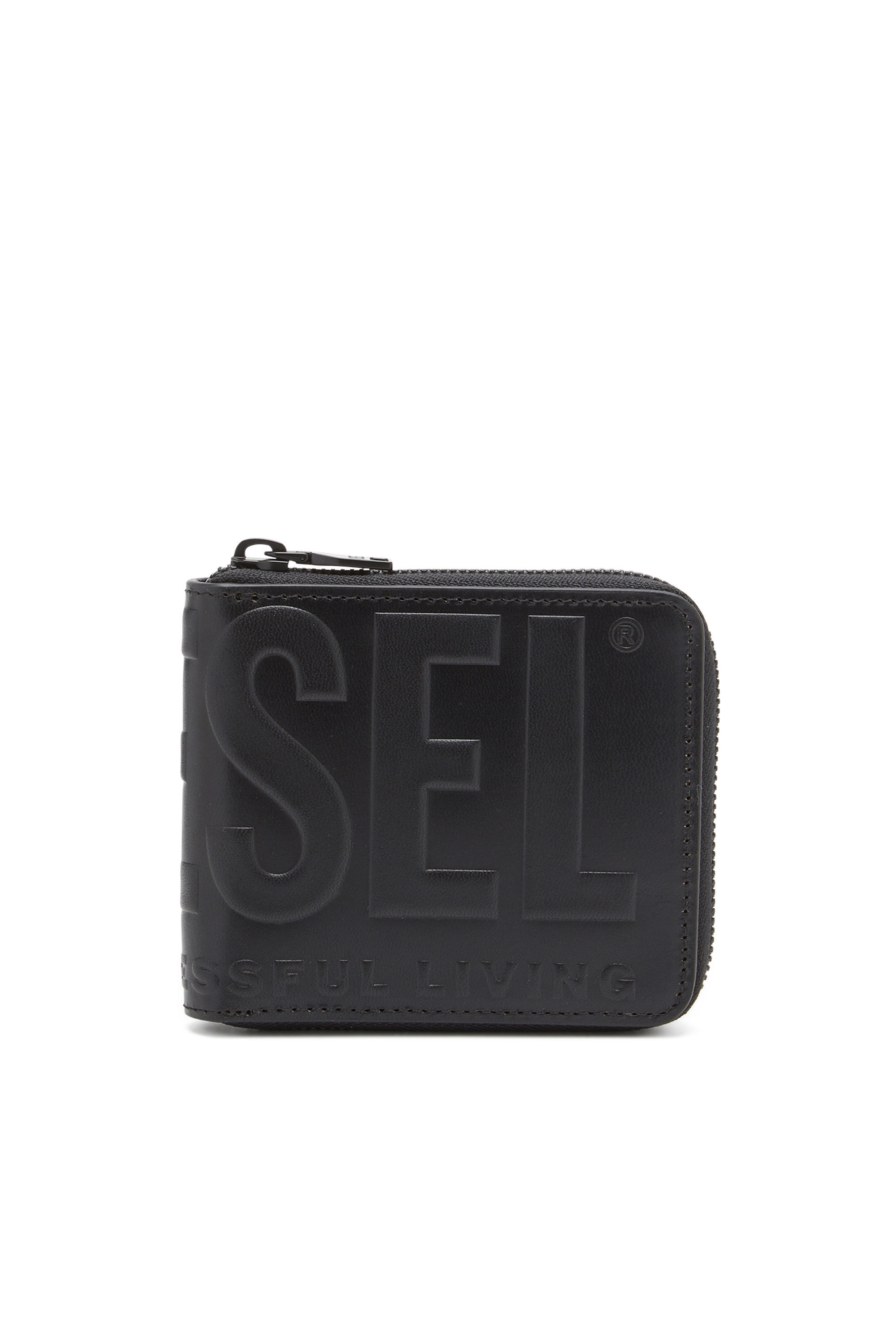 無料配達 Men's Leather zip wallet with embossed logo | Diesel アクセサリー