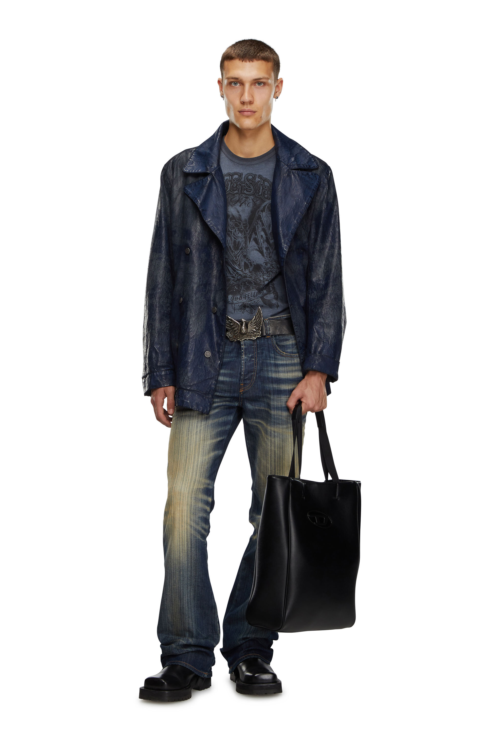 DIESEL HOLI-D SHOPPER EW トートバッグ ブラック A4可 Women's Holi-D-Tote bag in bonded technical fabric | Black | Diesel