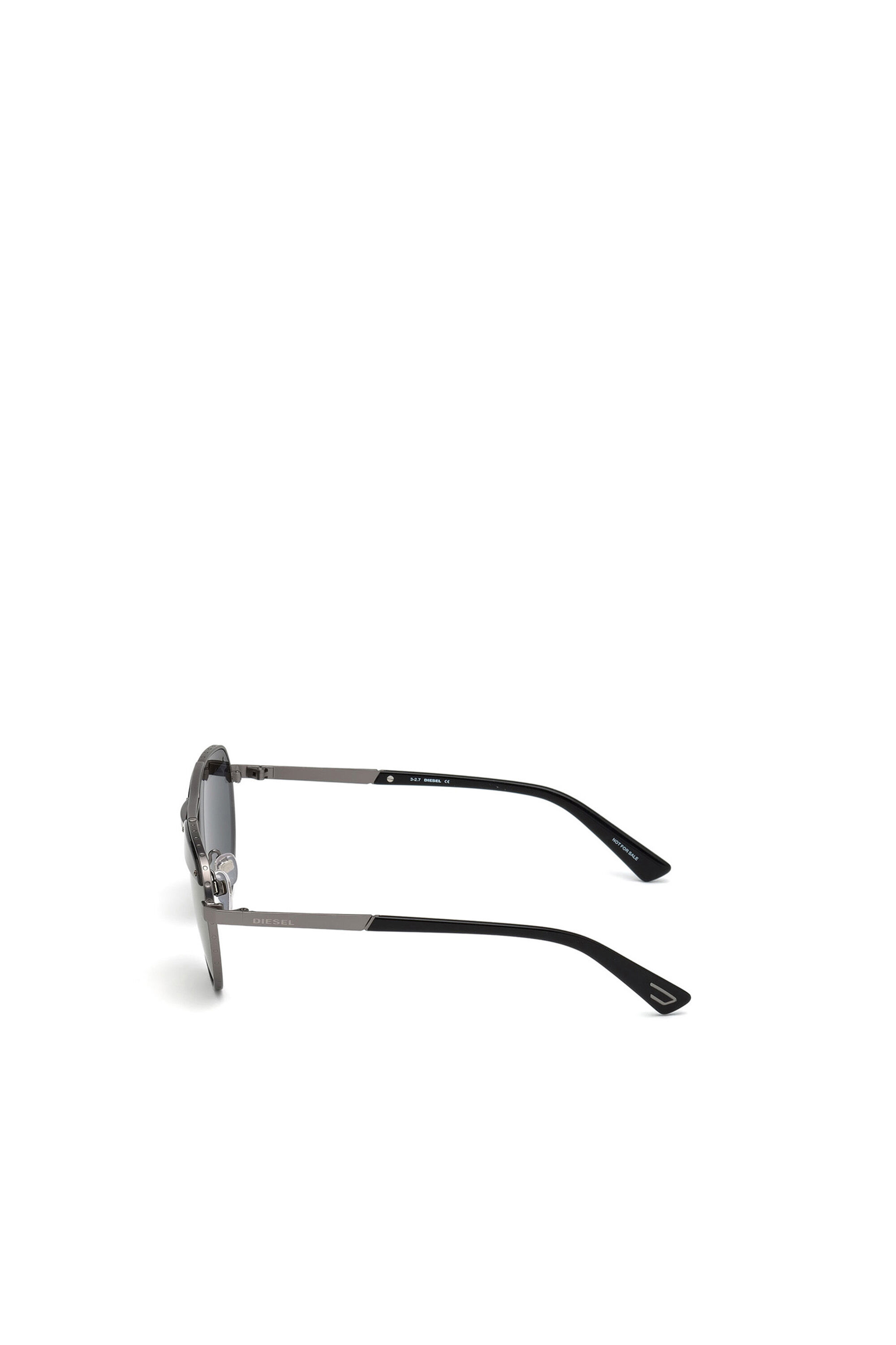 Diesel - DL0261, Unisex's Pilot shape eyewear with slanting detail in Black/Grey - 5