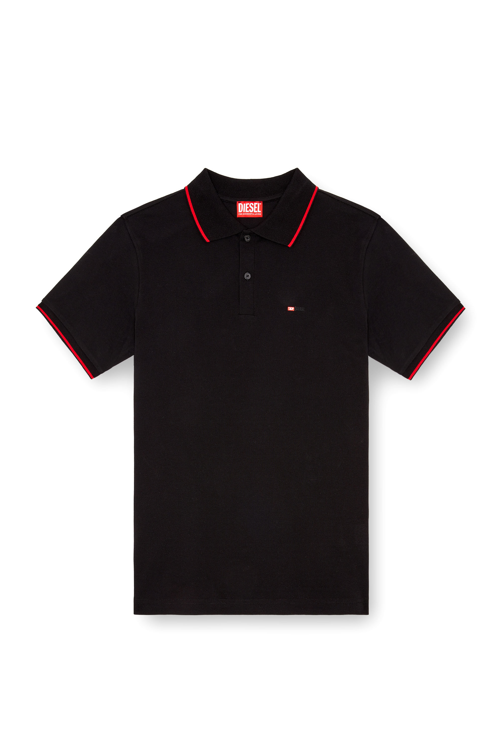 Men s Polo shirt with micro Diesel embroidery Black Diesel