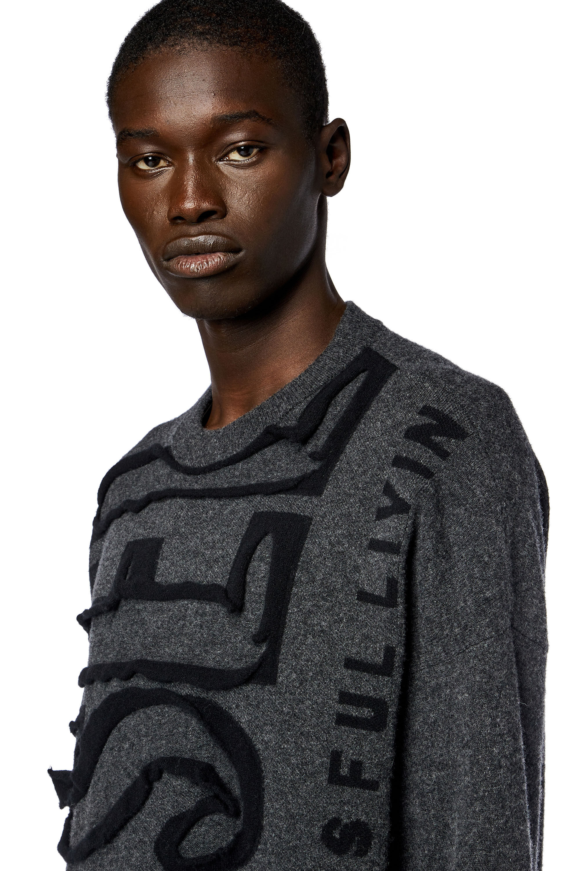 Men s Wool jumper with peel off Super Logo K FLOYD Diesel