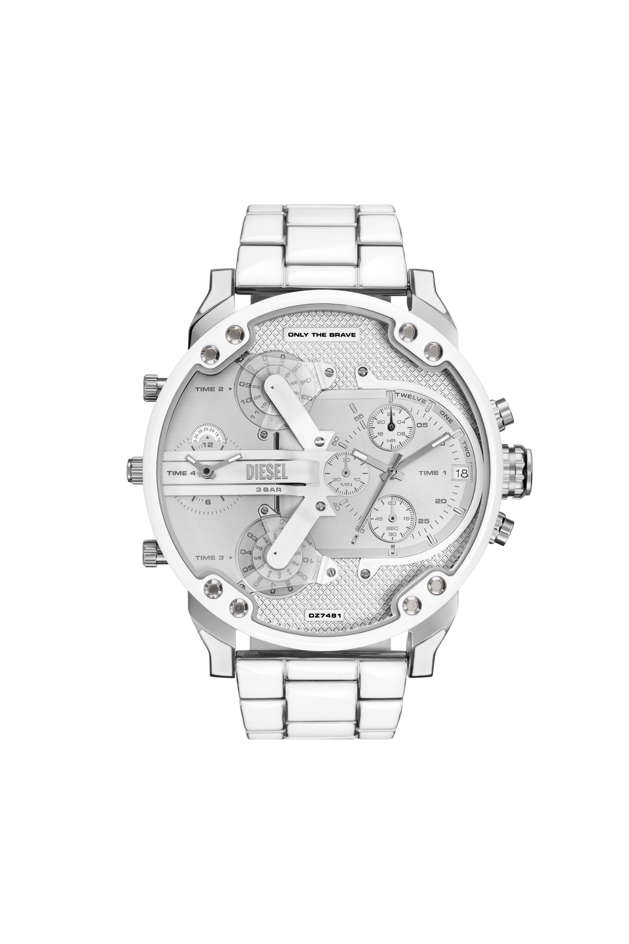 Men s Mr. Daddy 2.0 white and stainless steel watch DZ7481 Diesel