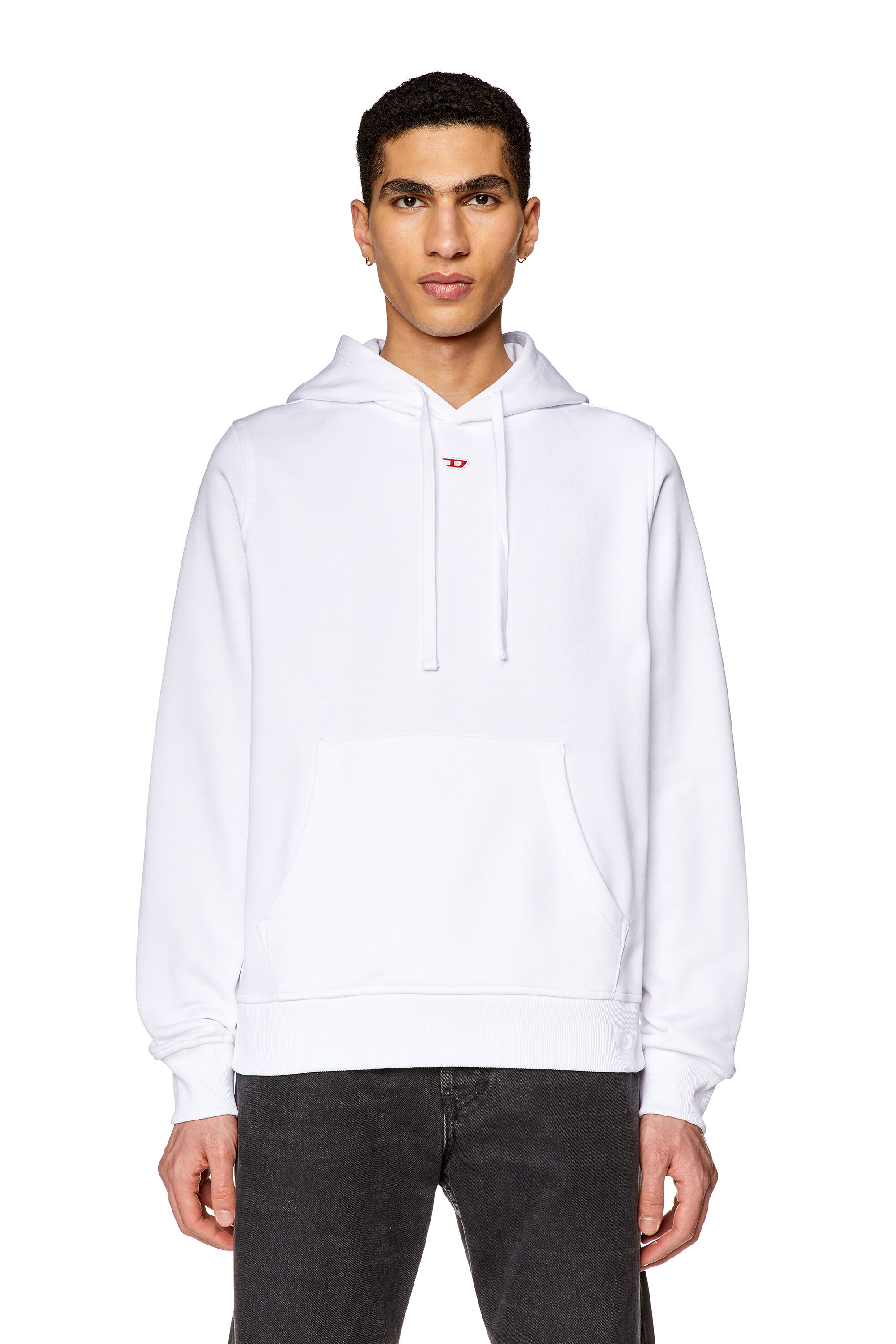 S GINN HOOD D Man Cotton hoodie with mini D patch Diesel