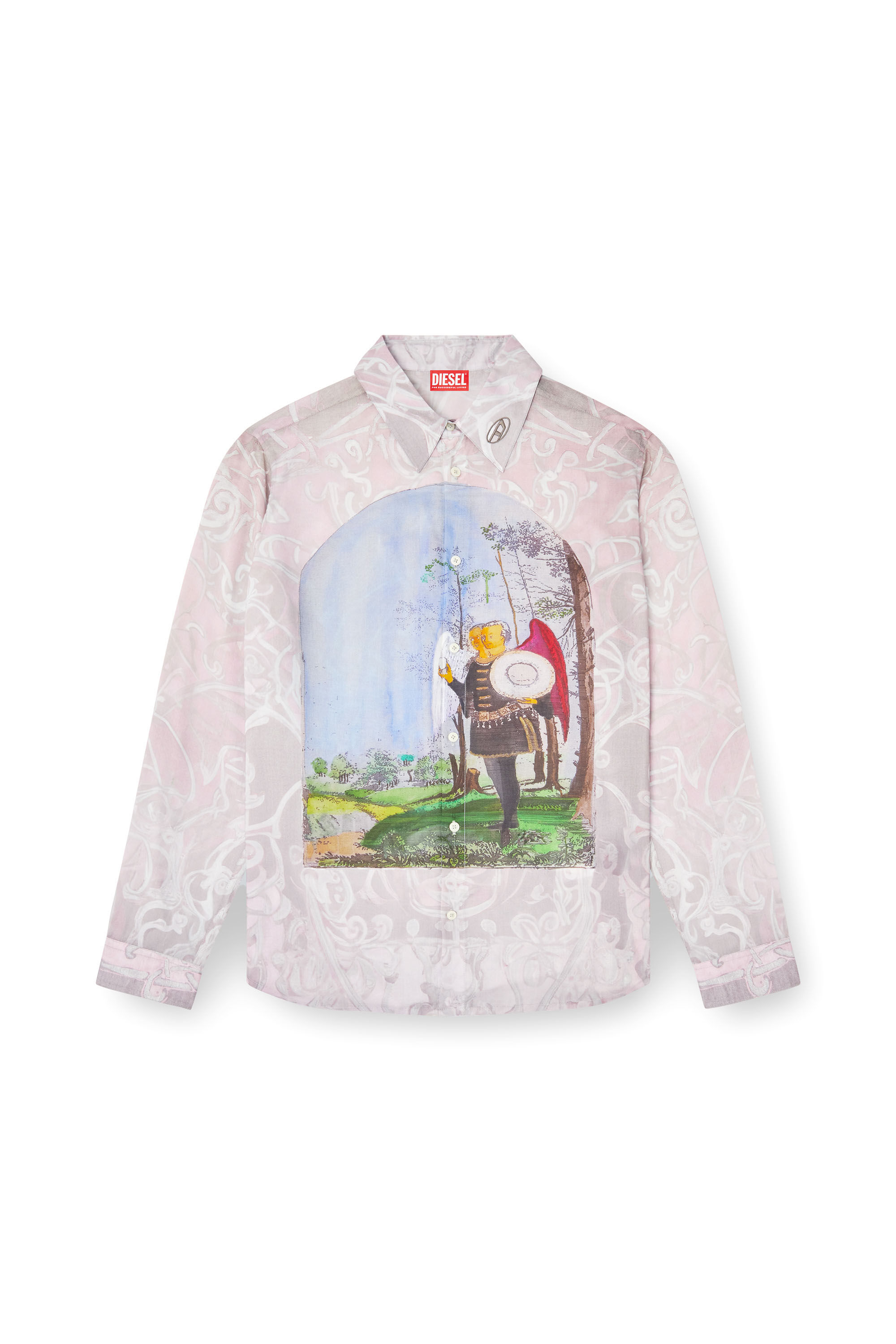 Diesel - S-SIMPLY-A-AJFW, Unisex's Shirt with medieval print in Pink - 2