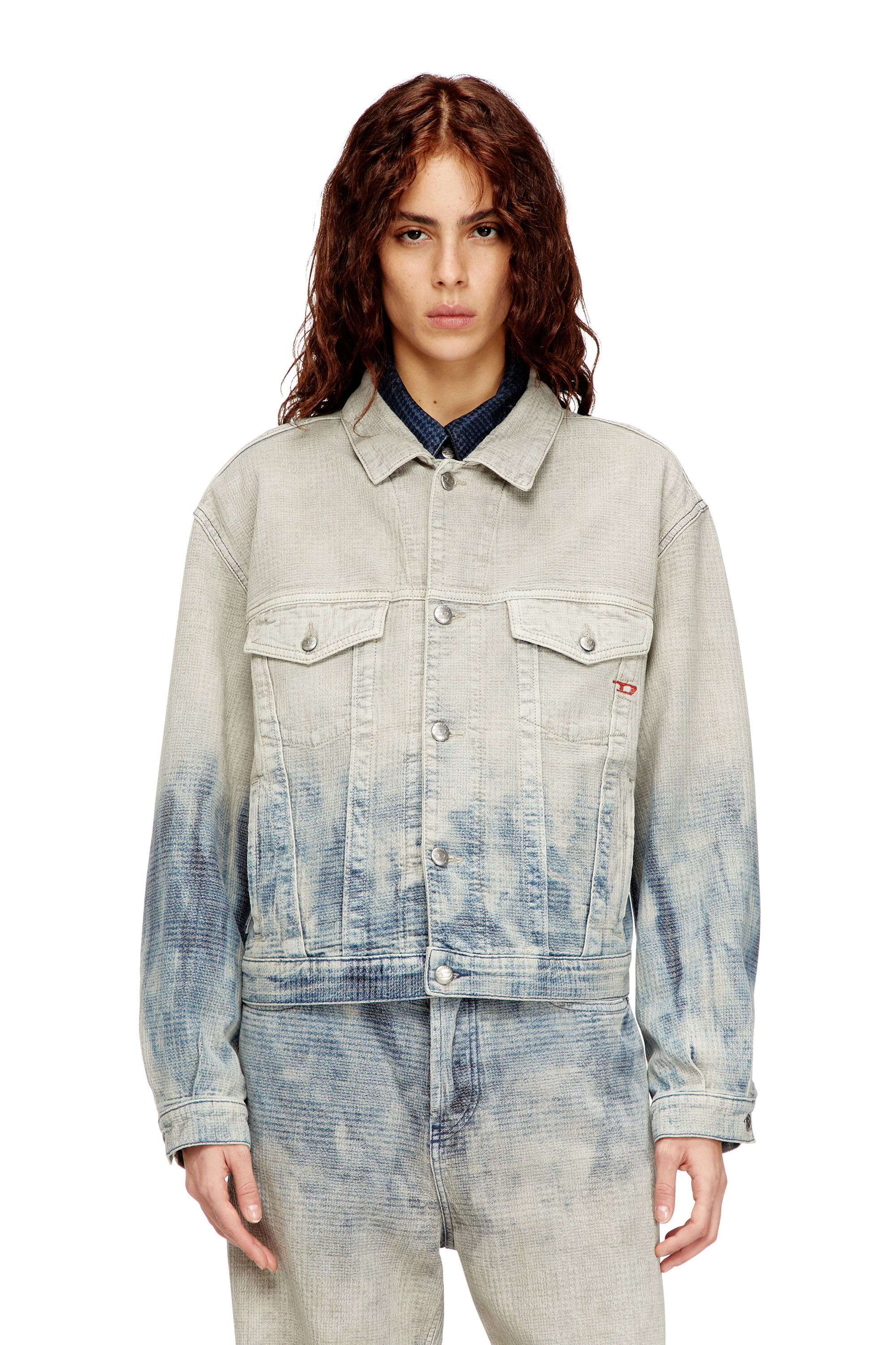 Women's Trucker jacket in Prince of Wales jacquard denim