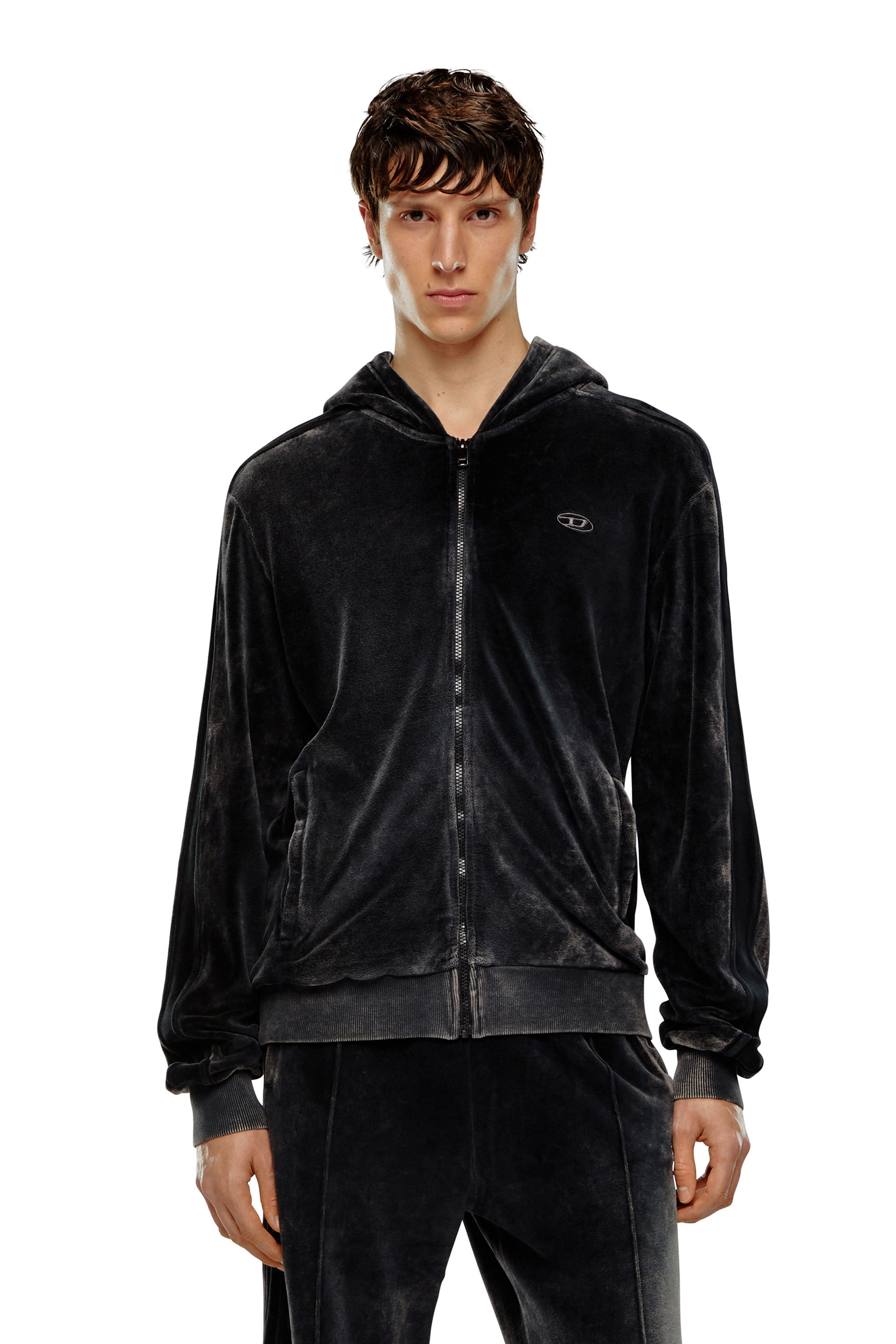 Men s Acid wash chenille zip up hoodie S OCLOCK Diesel