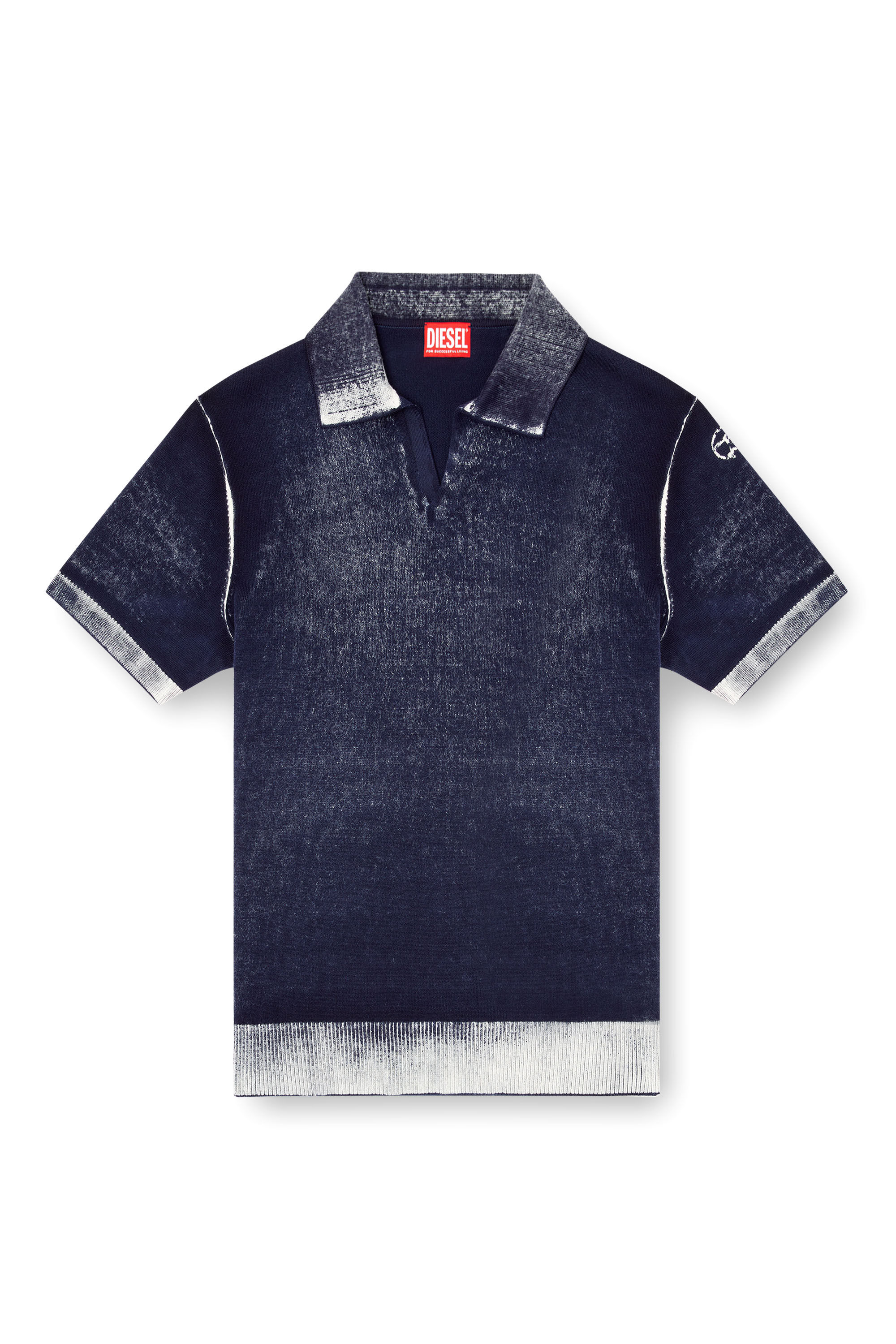 Diesel - K-LORENZO-SS, Man's Reverse-print short-sleeve polo jumper in Blue - 2