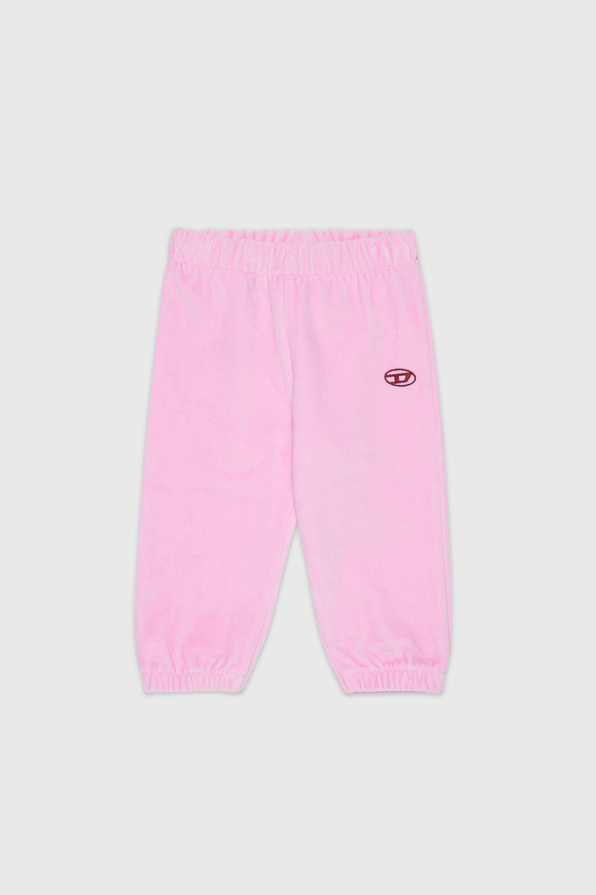 Diesel - PHENIB, Man's Velvet sweatpants with Oval D embroidery in Pink - 1