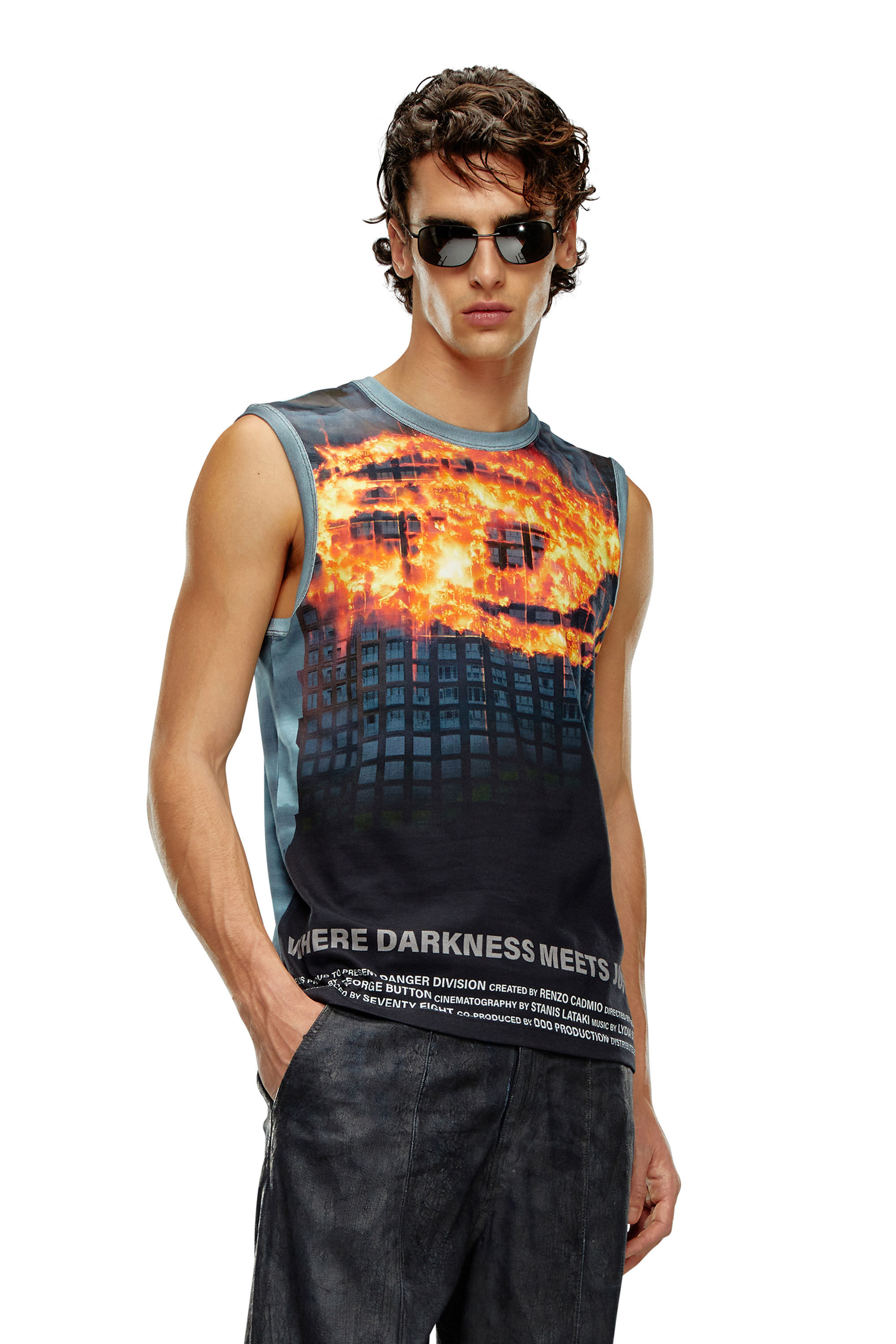 DIESEL Faded tank top with puffy Oval D