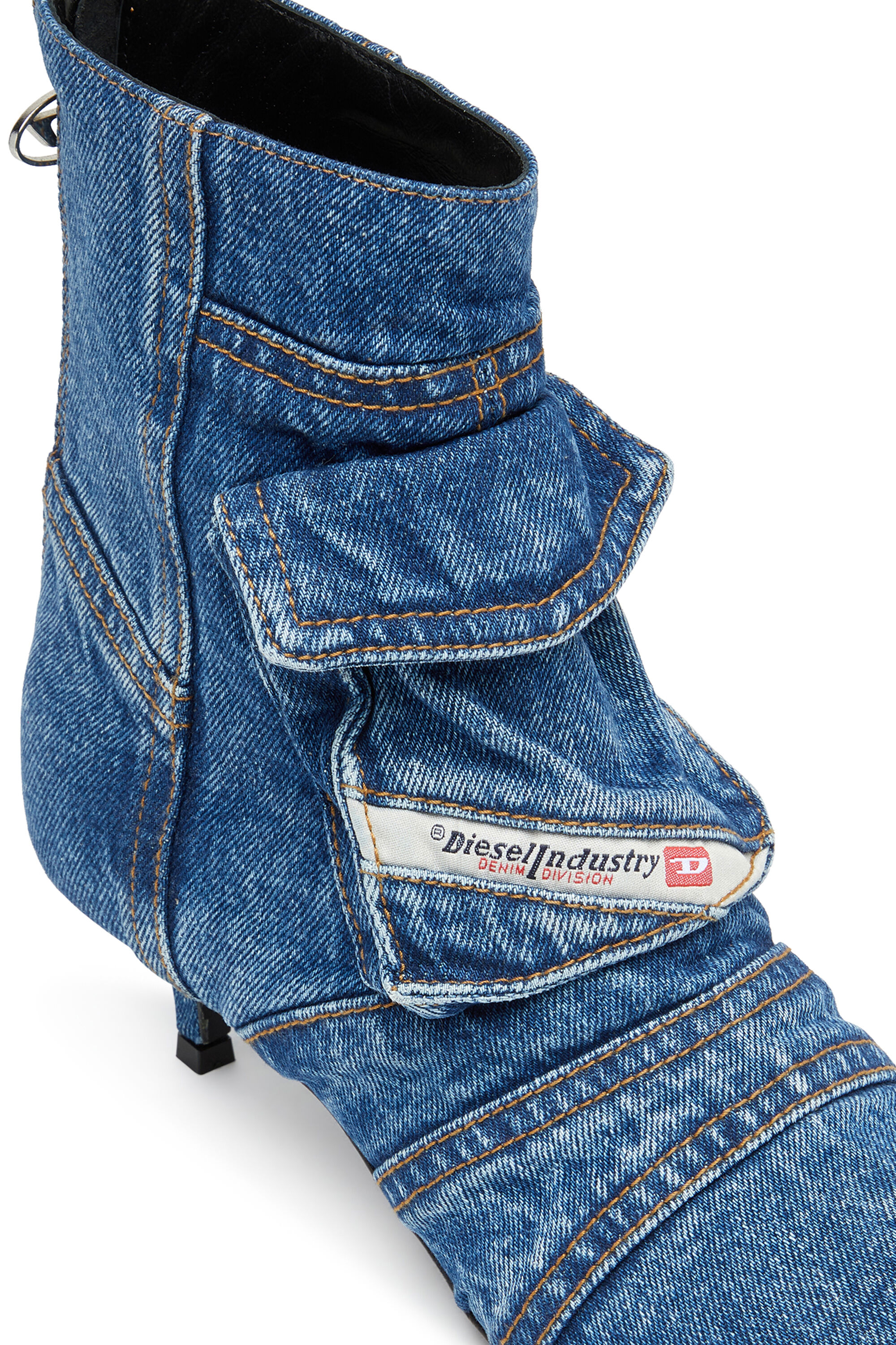 Women s D Venus Cargo ankle boots in washed denim Blue Diesel
