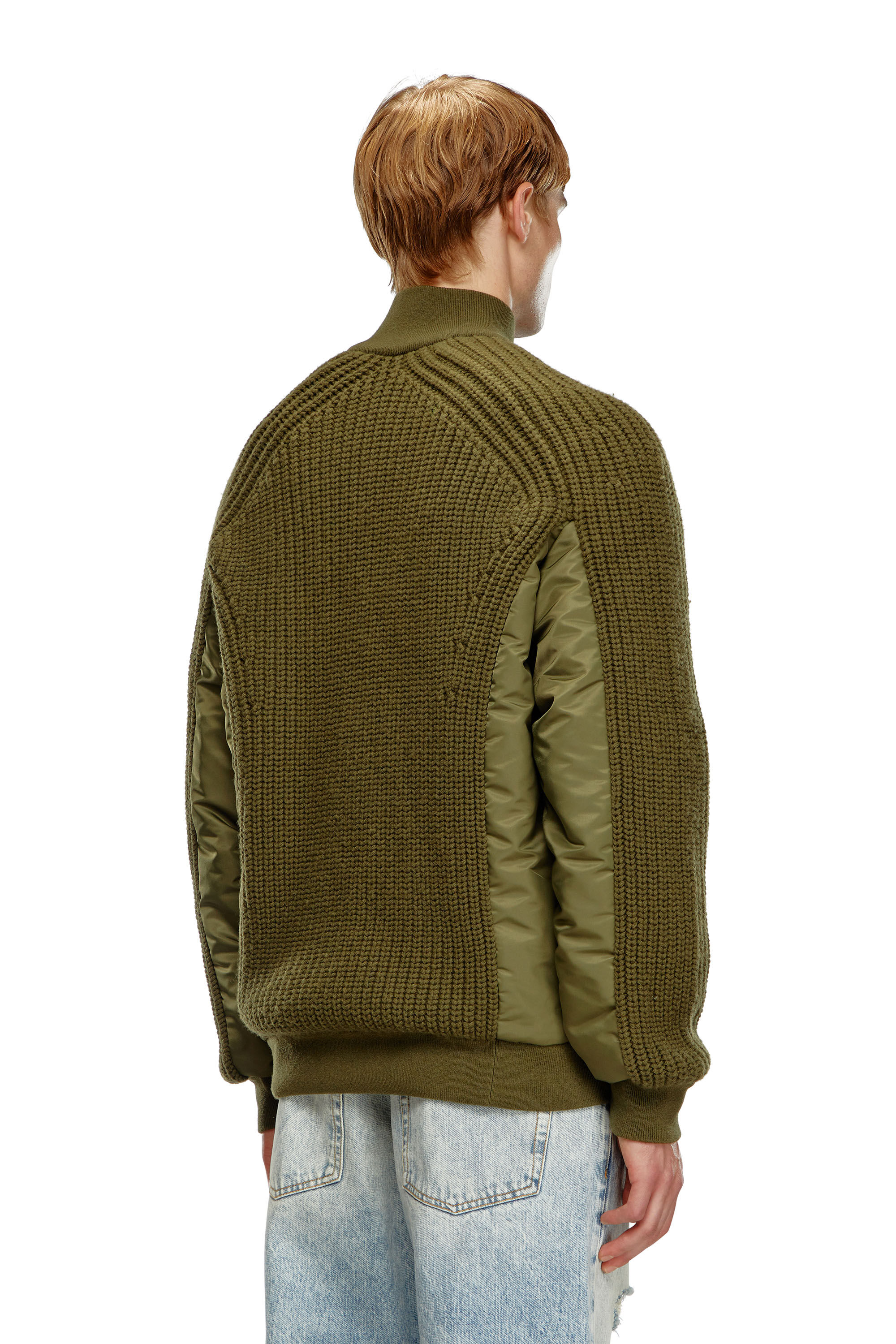Men's Zip-up cardigan in wool and nylon | Green | Diesel Men's Zip-up cardigan in wool and nylon | Green | Diesel