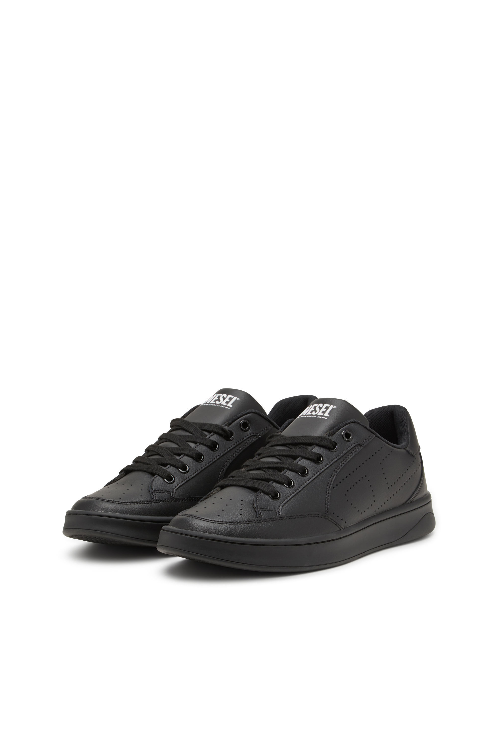 Diesel - S-DAKOTA LOW, Man's S-Dakota-Leather sneakers with perforated logo in Black - 8