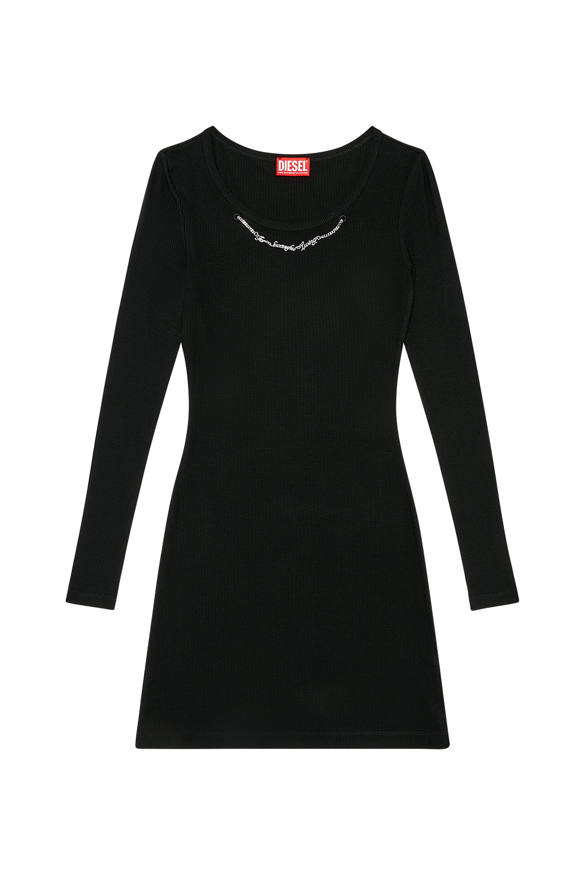 Diesel - D-MATIC, Woman Short dress with chain necklace in Black - Image 2