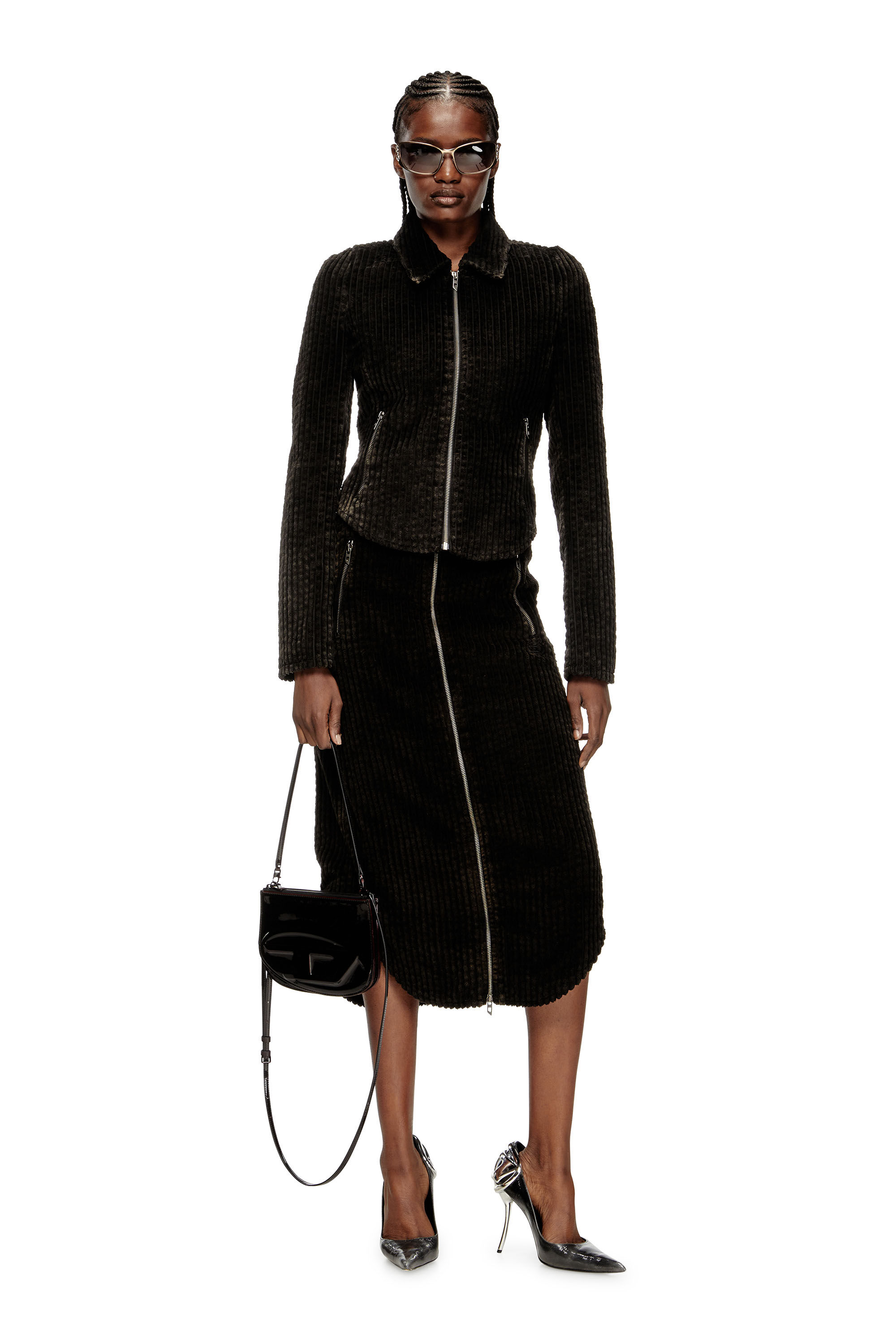 Diesel - O-LLIPOP, Woman's Cotton midi skirt with zipper in null - 1