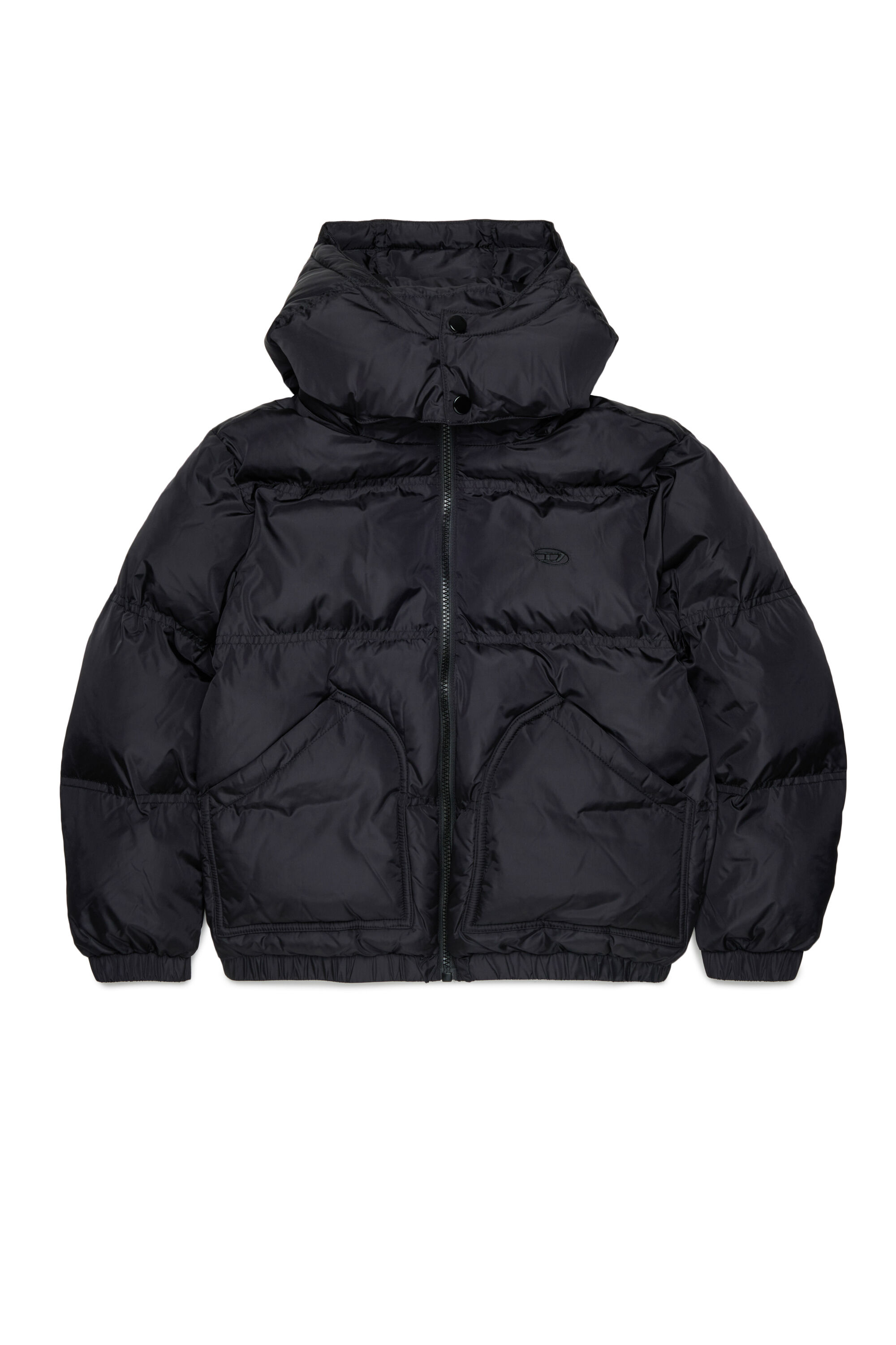 Diesel - JRIVON, Unisex's Hooded puffer jacket with oversized pockets in Black - 1