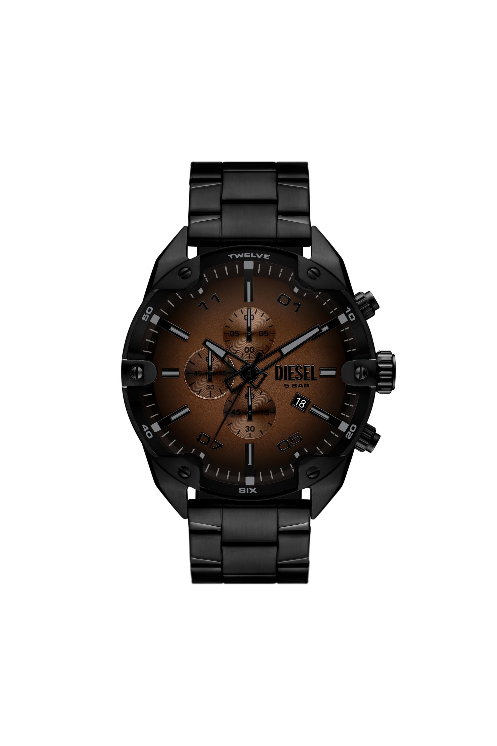 Men's Spiked black stainless steel watch | Black | Diesel
