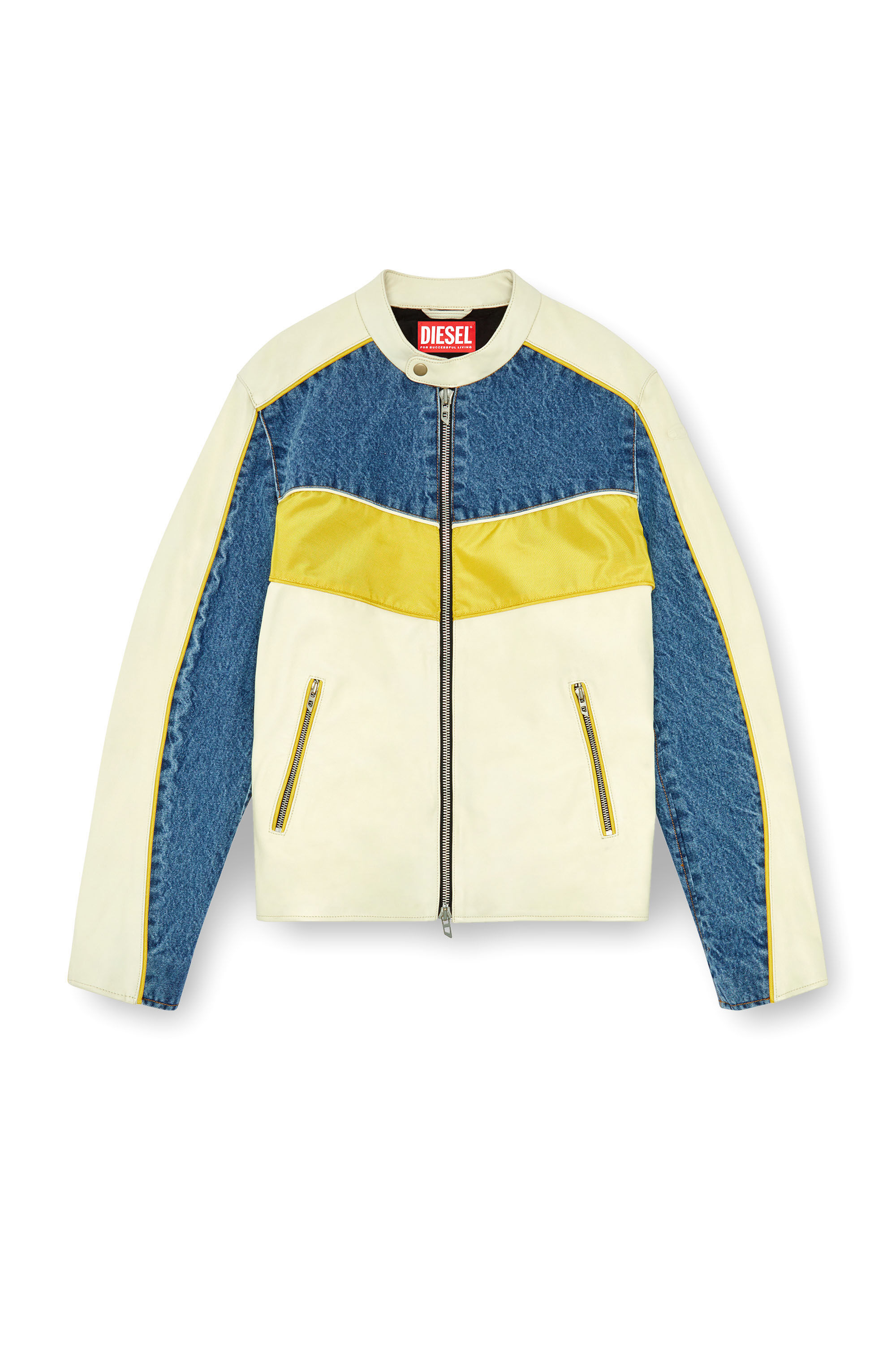 Men's Denim and shell-panelled leather jacket | Multicolor | Diesel