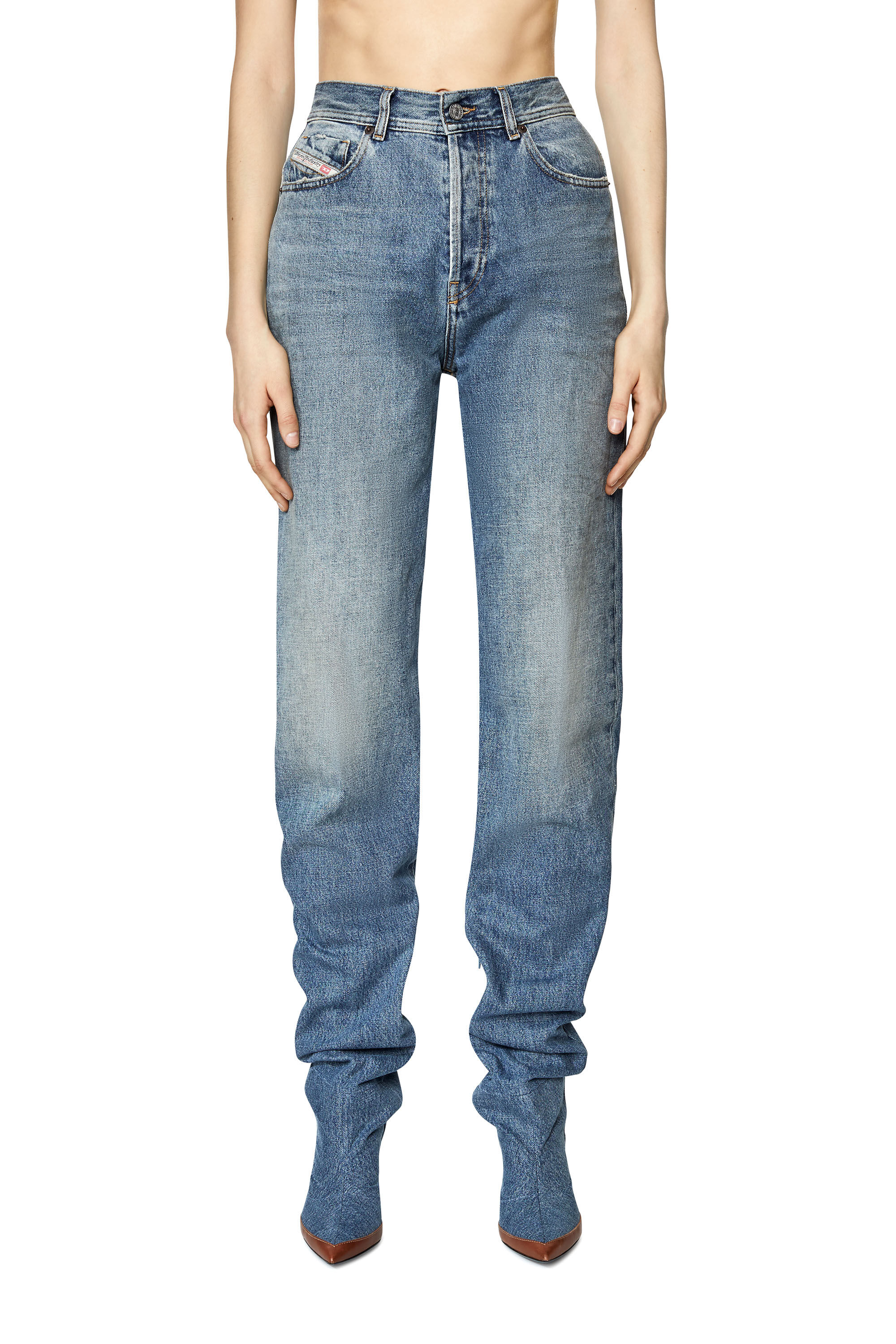Straight Medium blue Woman Jeans with denim boots 1956 007A7 Diesel