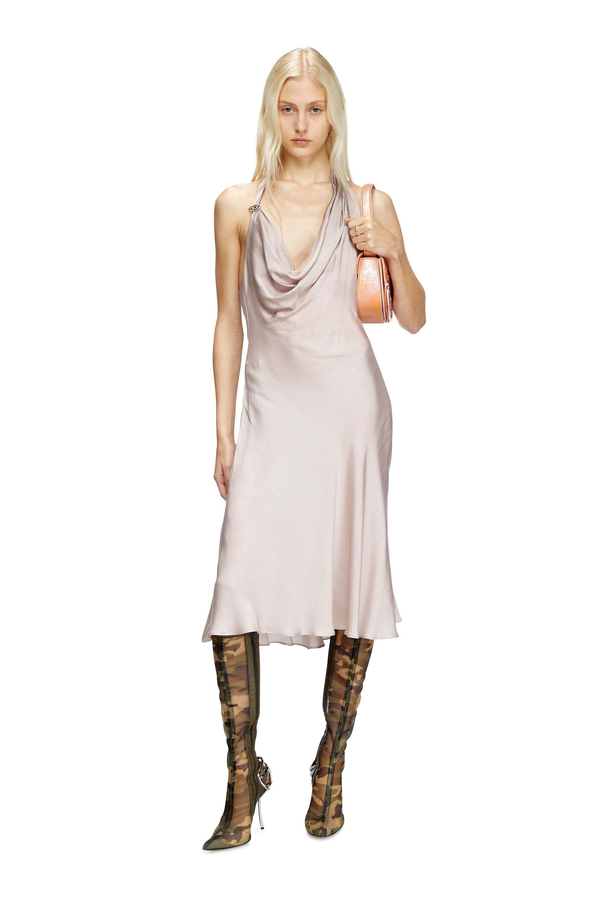 Women s Bias cut dress with asymmetrical hem Violet Diesel