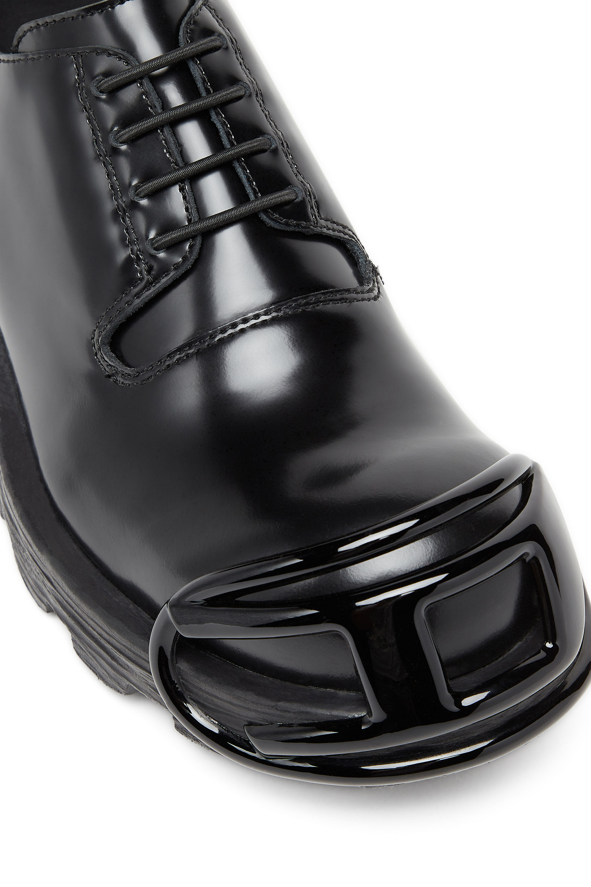 Diesel - D-HAMMER SO D, Man D-Hammer-Leather lace-up shoes with oval D toe cap in Black - Image 5