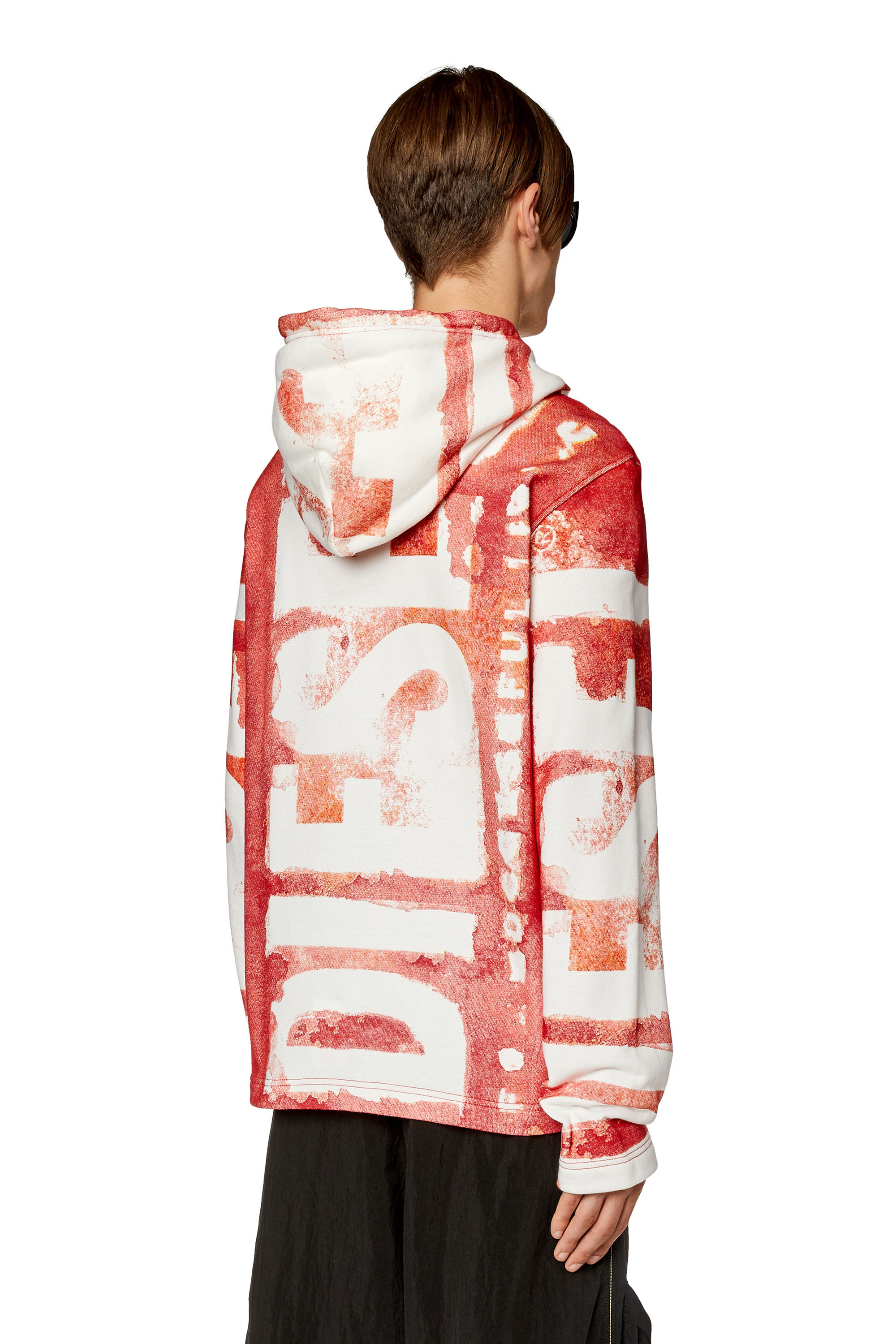 Men s Watercolour effect logo hoodie S GINY HOOD Diesel