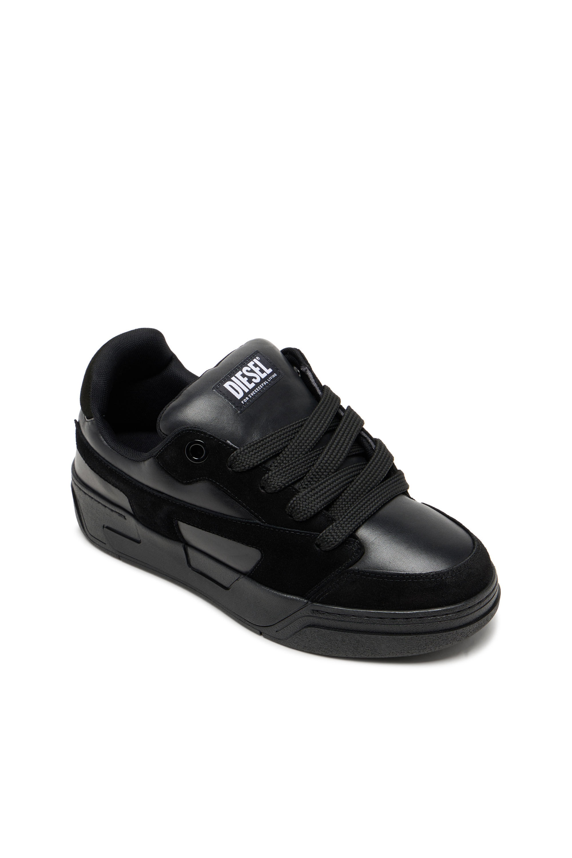 Diesel - S-D-OLLIE LOW, Man's D-Ollie-Monochrome sneakers in suede and leather in Black - 6