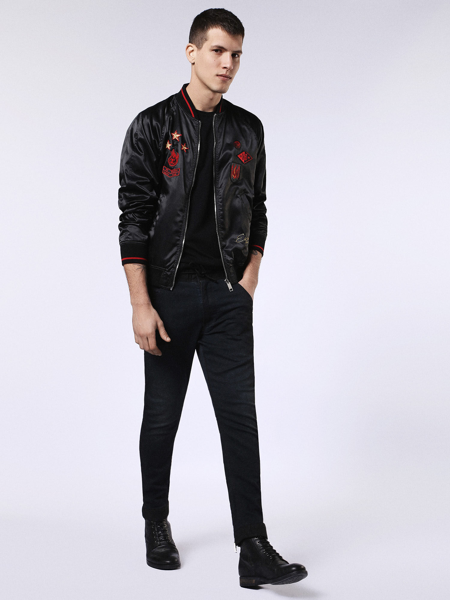 00S7RQ0LAQL Jackets Man DVL-BOMBER-RE by Diesel Black 00S7RQ0LAQL Jackets Man DVL-BOMBER-RE by Diesel Black