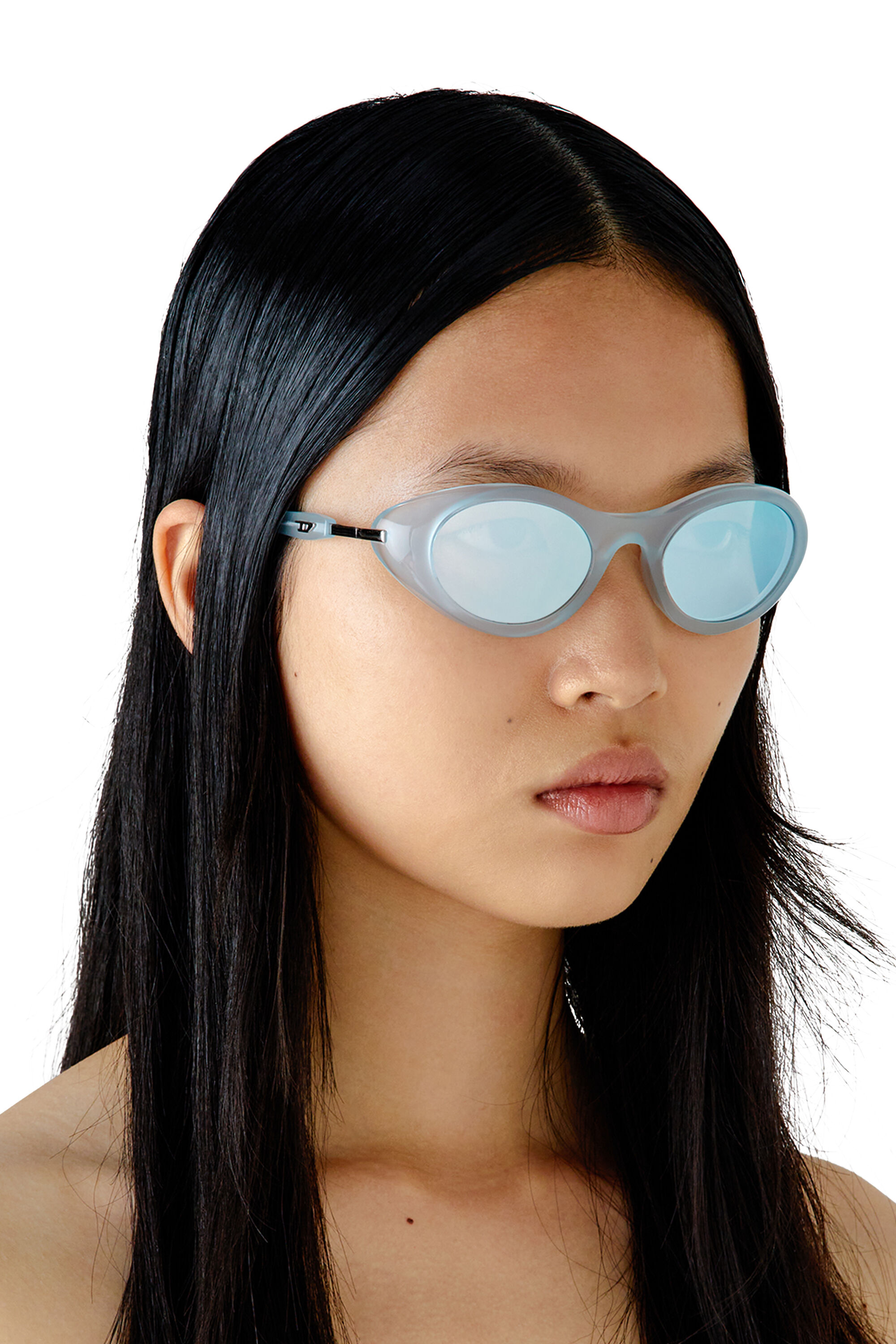 Women s Wrap around shape sunglasses Blue Diesel
