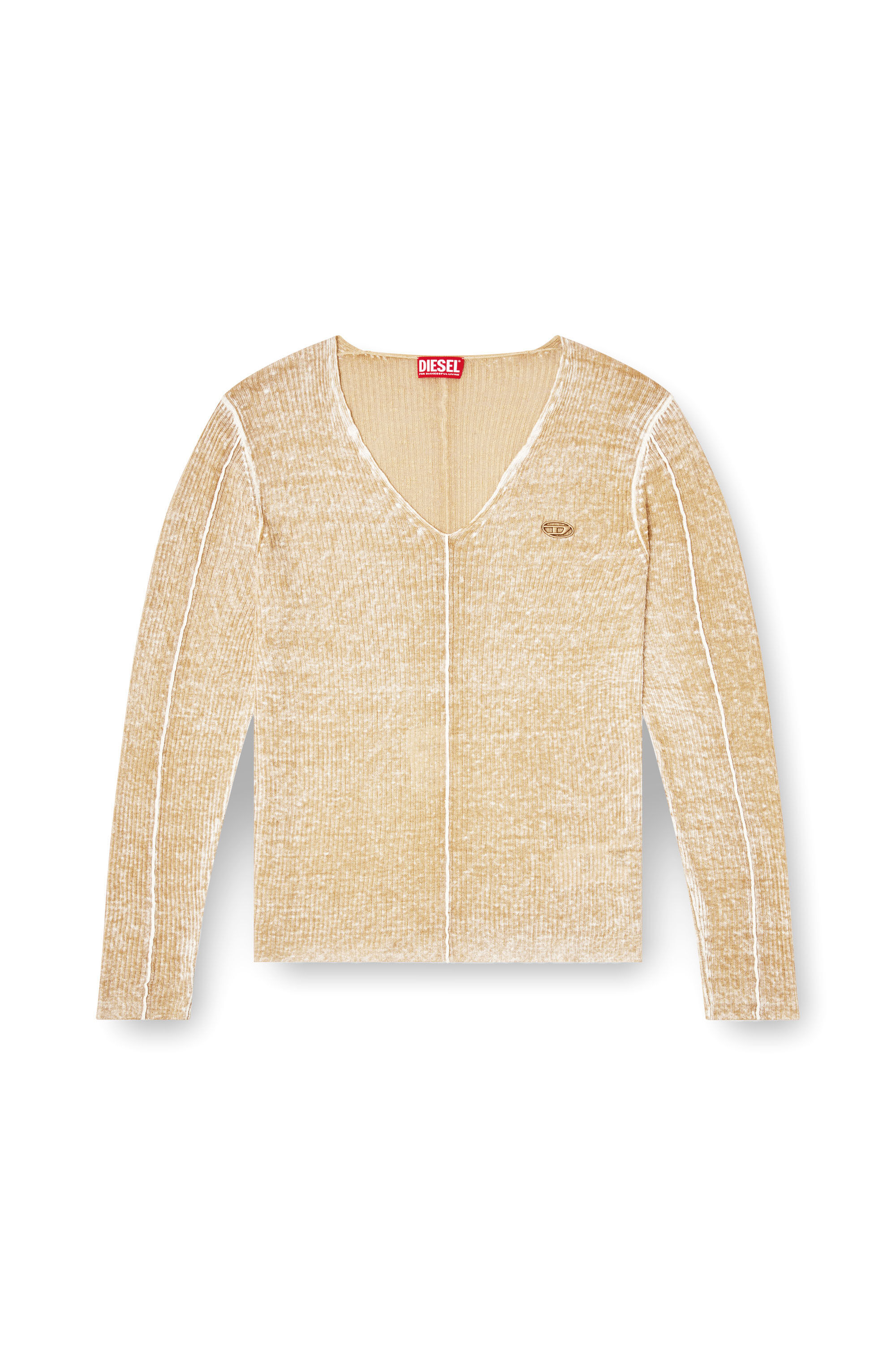 Diesel - K-ROBBEL, Man's Inside-print jumper with contrast detail in Beige - 2