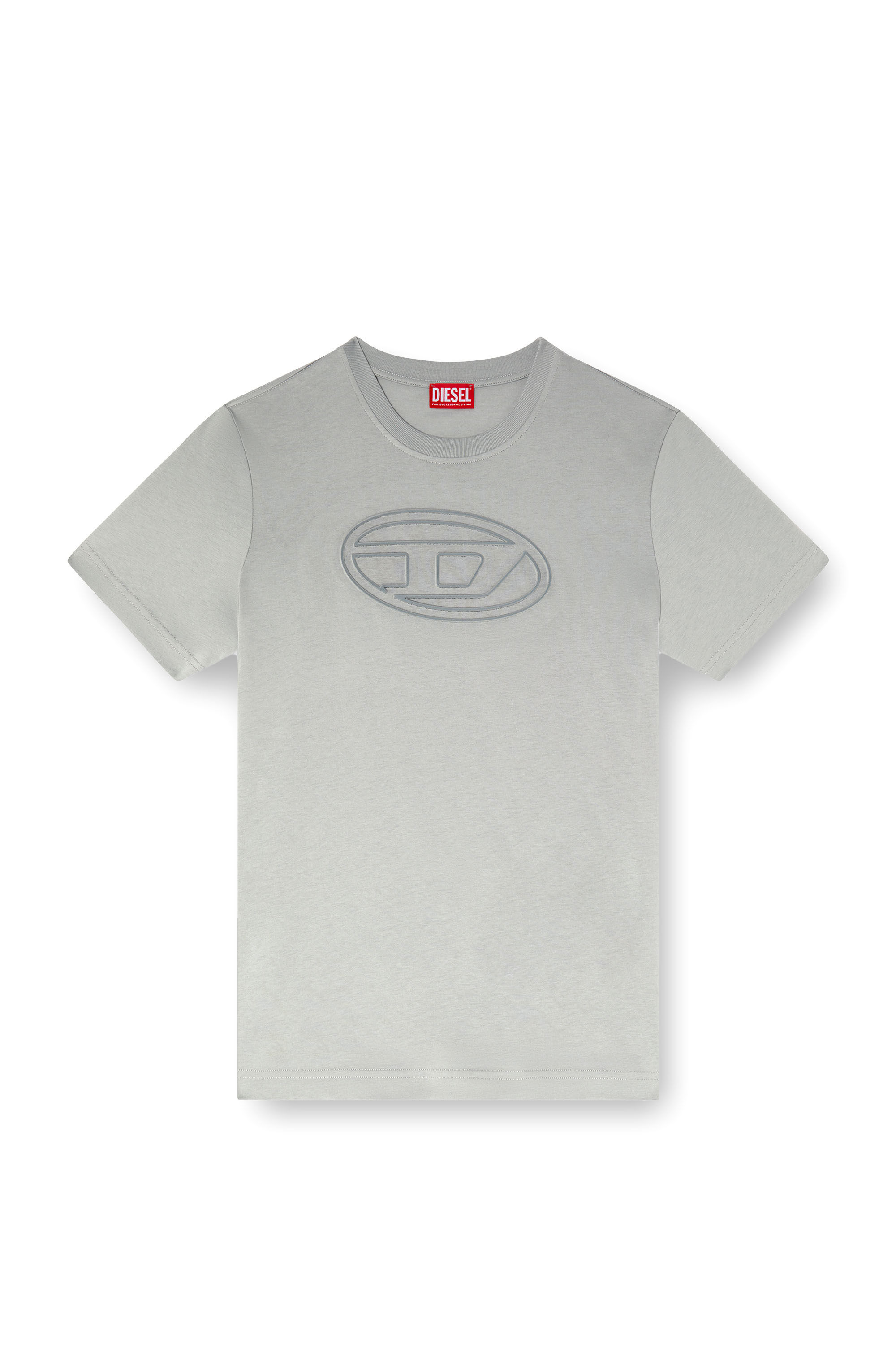 Diesel - T-ADJUST-BIGOVAL, Man's T-shirt with embossed Oval D in Light Grey - 2